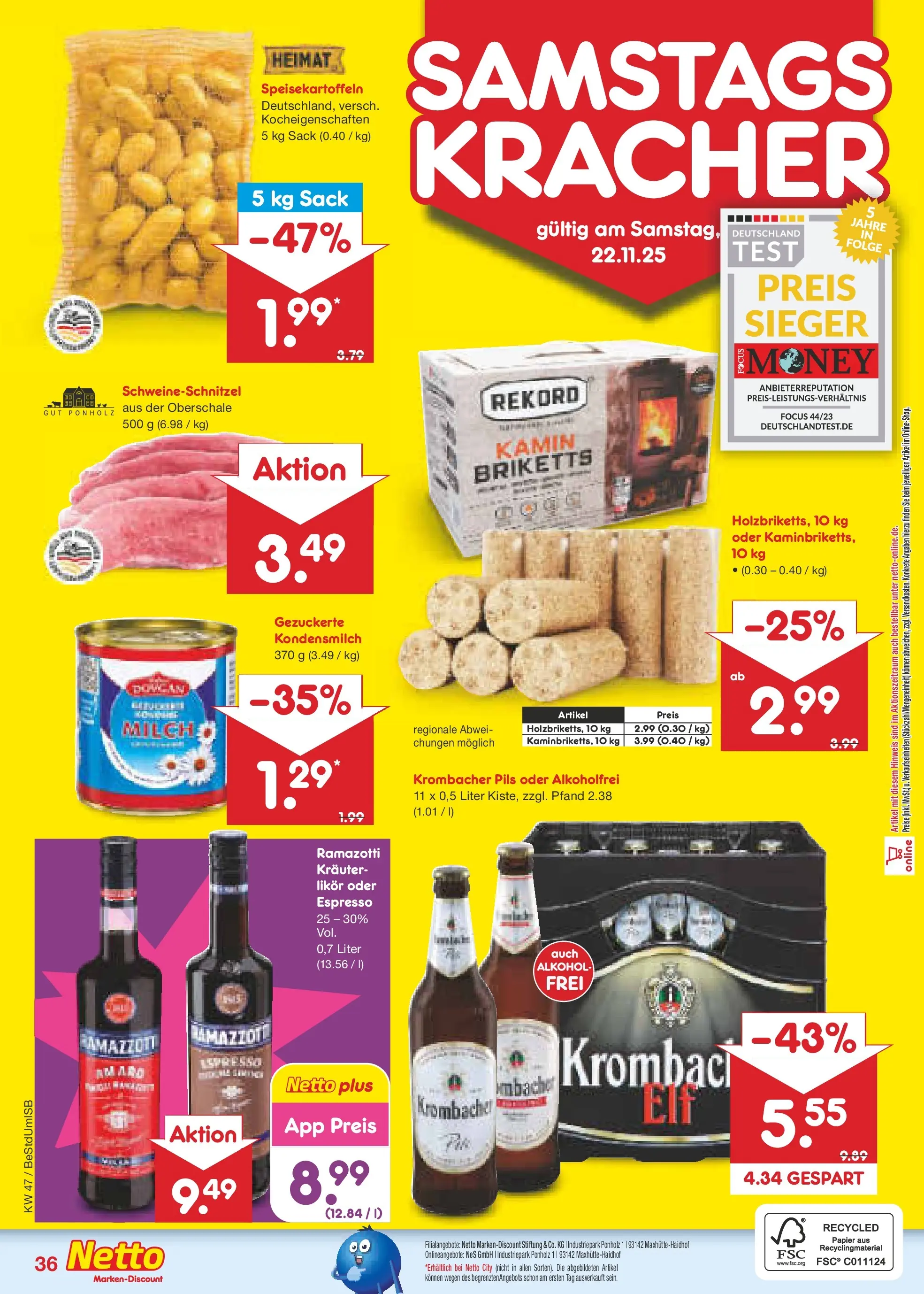 Netto Marken-Discount prospekt Berlin-Spandau	 (ab 16.11.2025) » Angebote | Seite: 44 | Produkte: Kamin, Likör, Pils, Krombacher