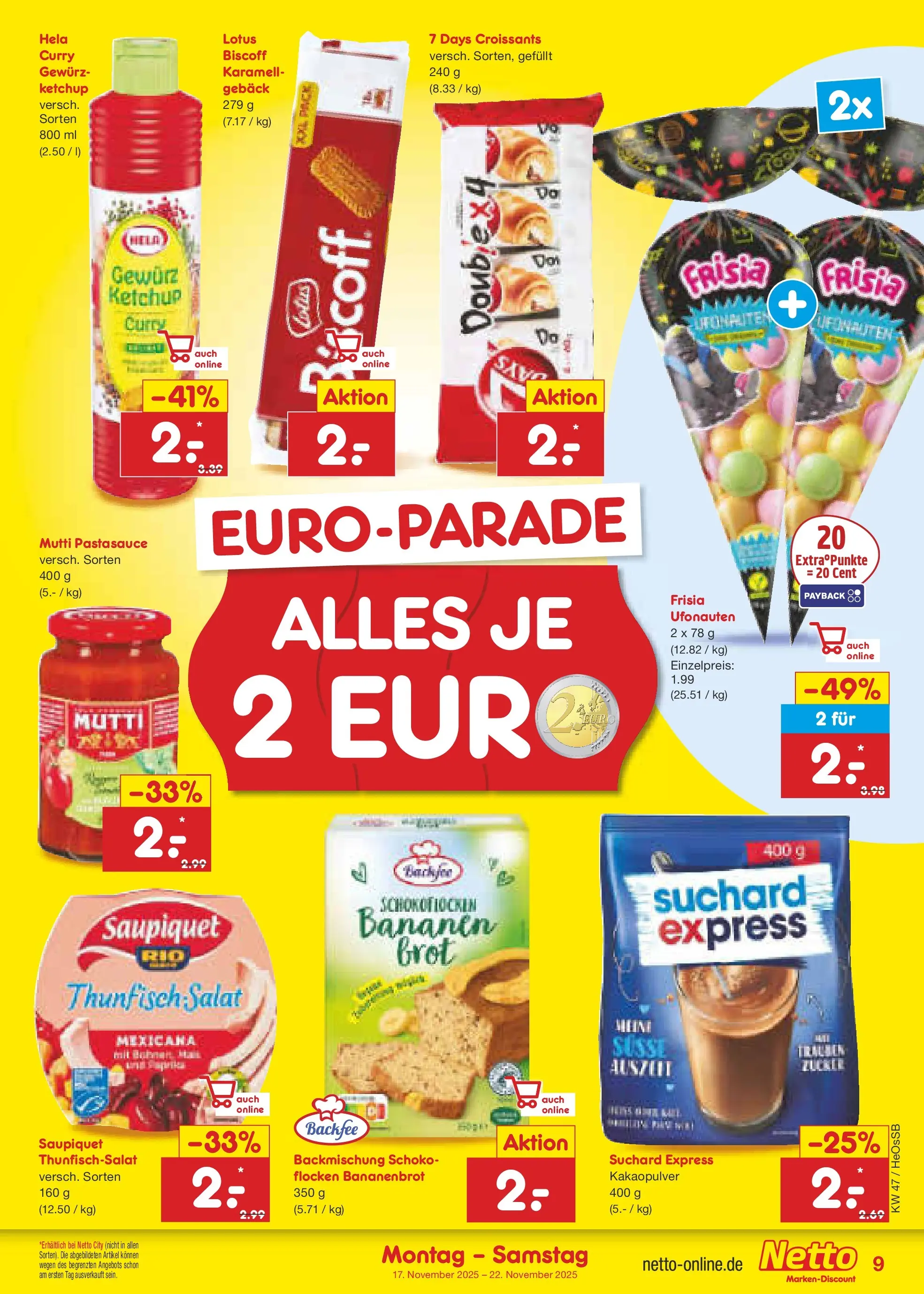 Netto Marken-Discount prospekt Kröpelin	 (ab 17.11.2025) » Angebote | Seite: 9 | Produkte: Thunfisch, Brot, Flocken, Salat