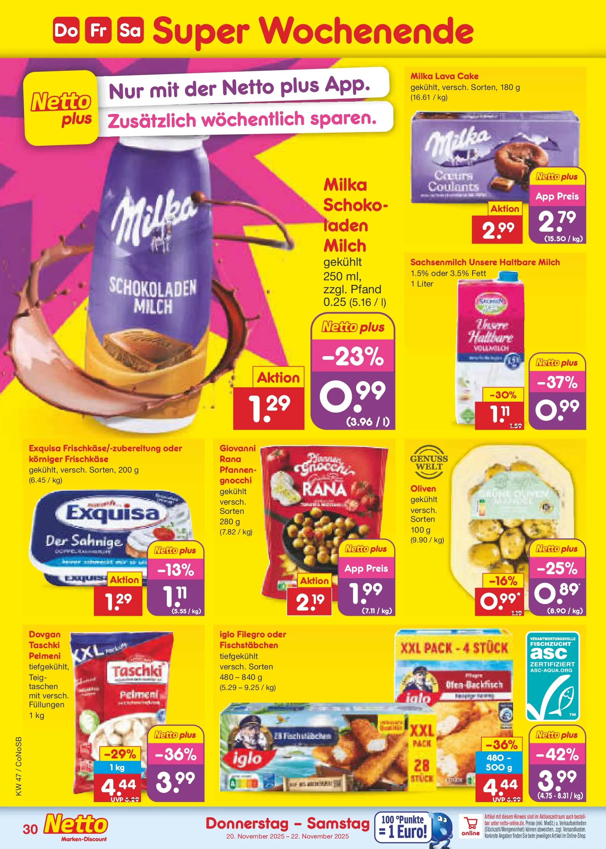 Netto Marken-Discount prospekt Kloster Lehnin (ab 16.11.2025) » Angebote | Seite: 38 | Produkte: Milch, Iglo, Haltbare milch, Frischkase Netto Marken-Discount prospekt Kloster Lehnin (ab 16.11.2025) » Angebote | Seite: 38 | Produkte: Milch, Iglo, Haltbare milch, Frischkase