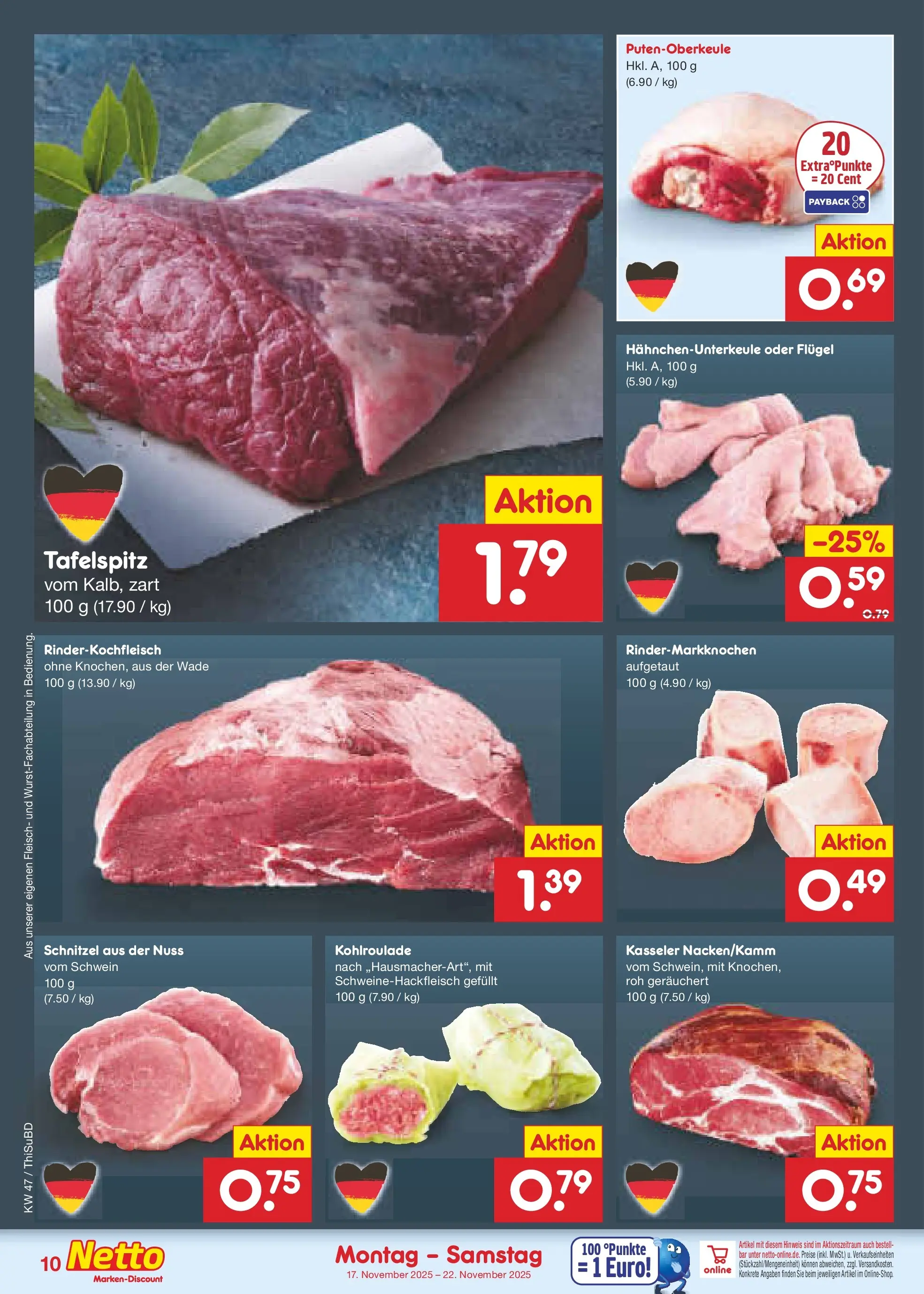 Netto Marken-Discount prospekt Thiendorf	 (ab 16.11.2025) » Angebote | Seite: 10 | Produkte: Tafelspitz, Schnitzel, Fleisch