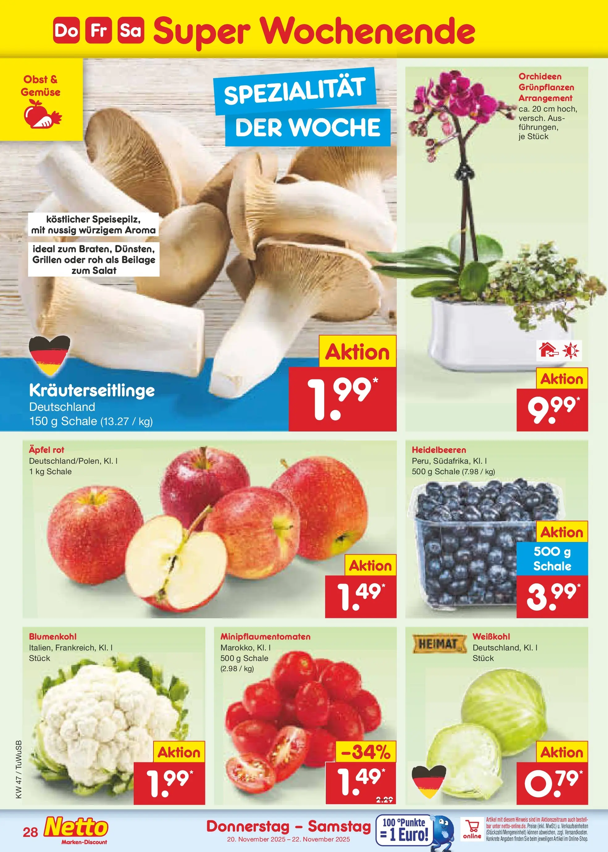 Netto Marken-Discount prospekt Calw-Stammheim	 (ab 17.11.2025) » Angebote | Seite: 36 | Produkte: Heidelbeeren, Gemüse, Blumenkohl, Salat