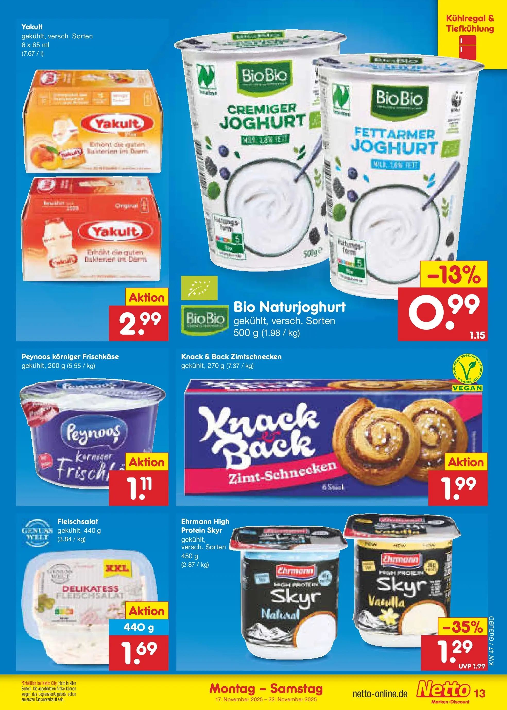 Netto Marken-Discount prospekt Glauchau	 (ab 16.11.2025) » Angebote | Seite: 13 | Produkte: Joghurt, Skyr, Frischkase