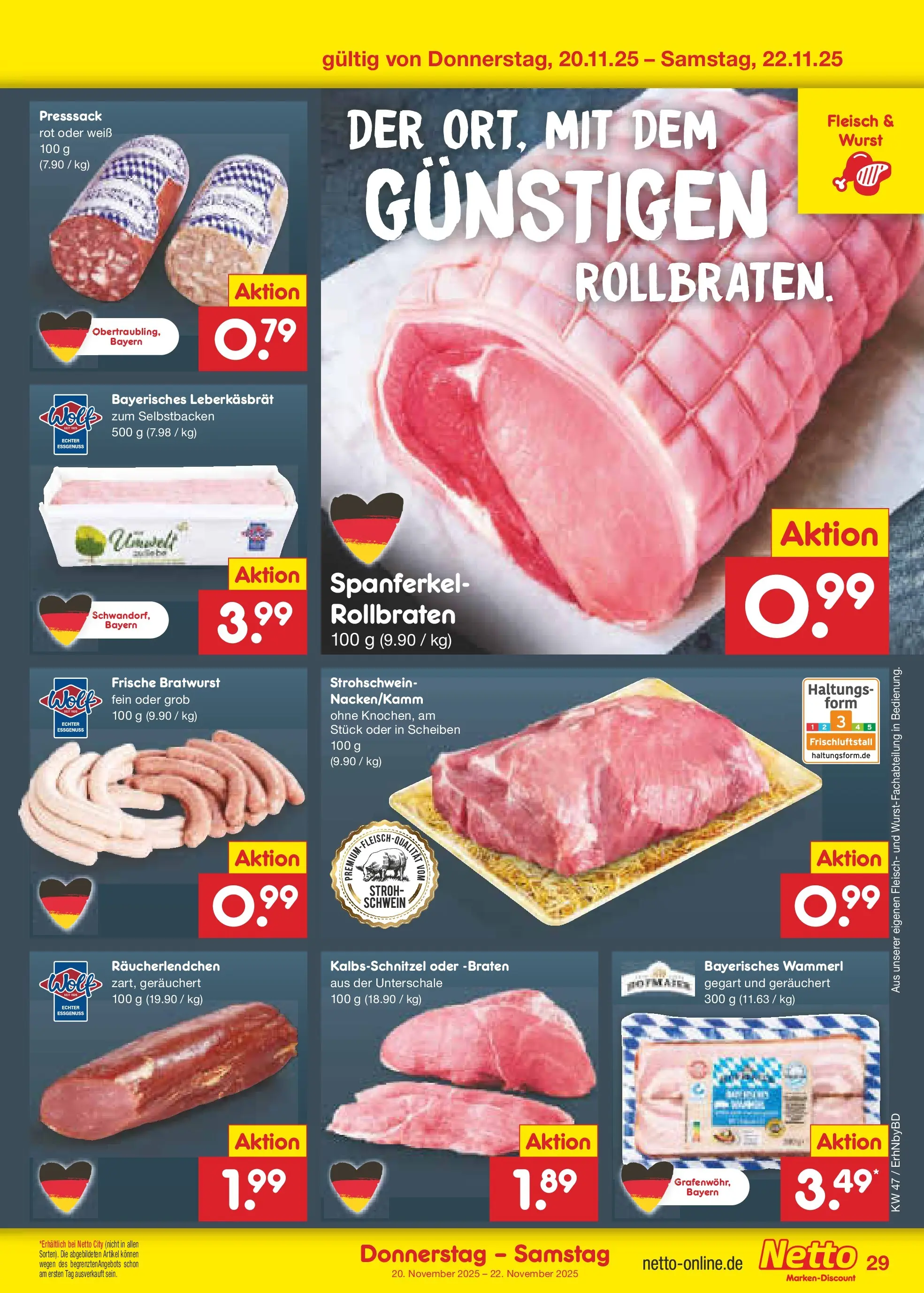 Netto Marken-Discount prospekt Ergolding	 (ab 17.11.2025) » Angebote | Seite: 37 | Produkte: Bratwurst, Wurst, Fleisch