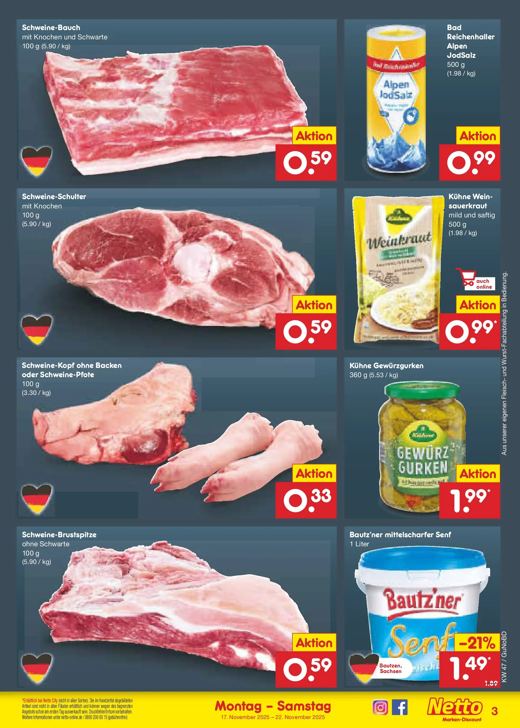 Netto Marken-Discount prospekt Augustusburg	 (ab 16.11.2025) » Angebote | Seite: 27 | Produkte: Schweinebauch, Wein, Fleisch, Gurken
