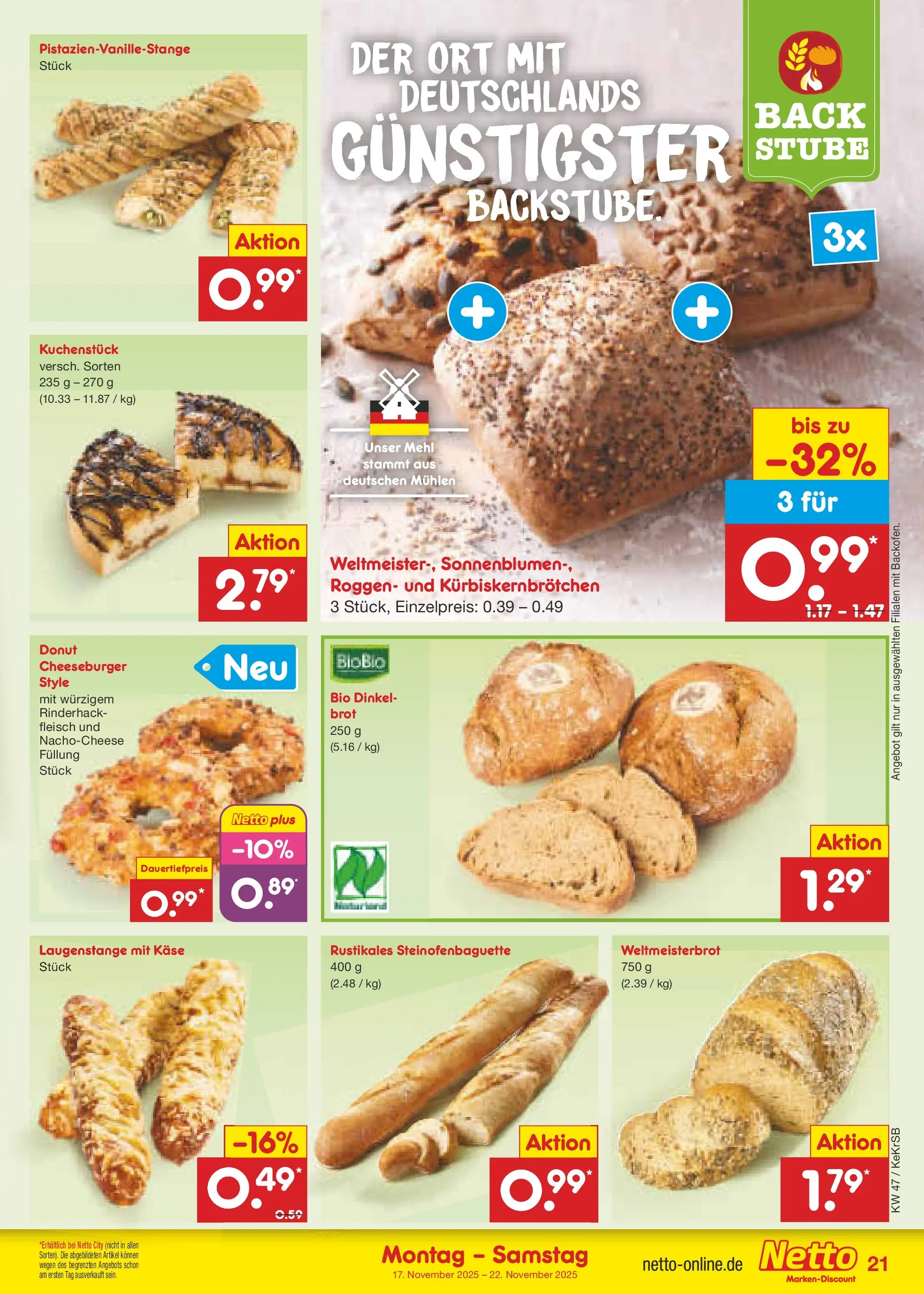 Netto Marken-Discount prospekt Kruft	 (ab 16.11.2025) » Angebote | Seite: 23 | Produkte: Mehl, Käse, Fleisch