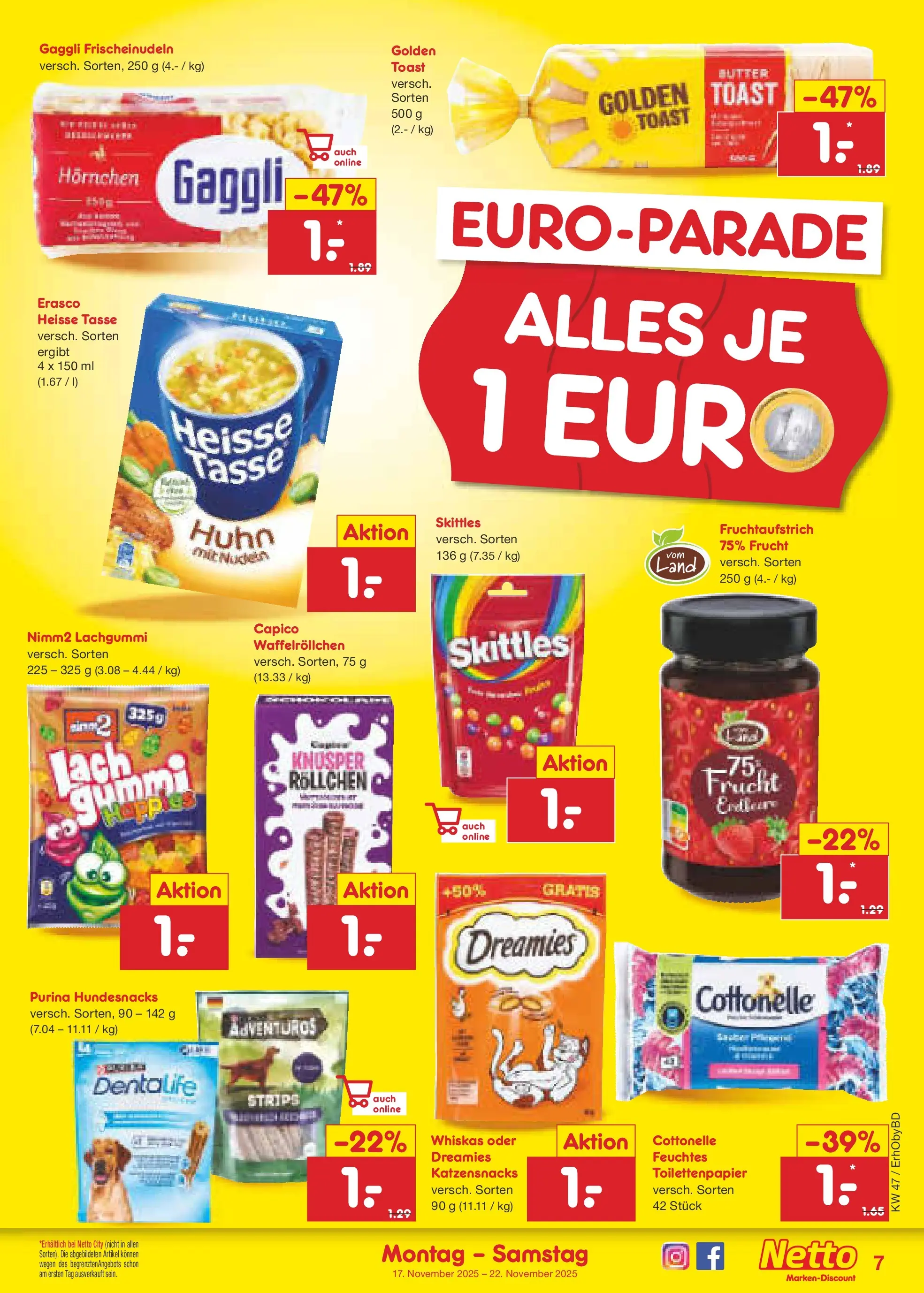 Netto Marken-Discount prospekt Velden	 (ab 17.11.2025) » Angebote | Seite: 7 | Produkte: Butter, Toast, Whiskas, Toilettenpapier