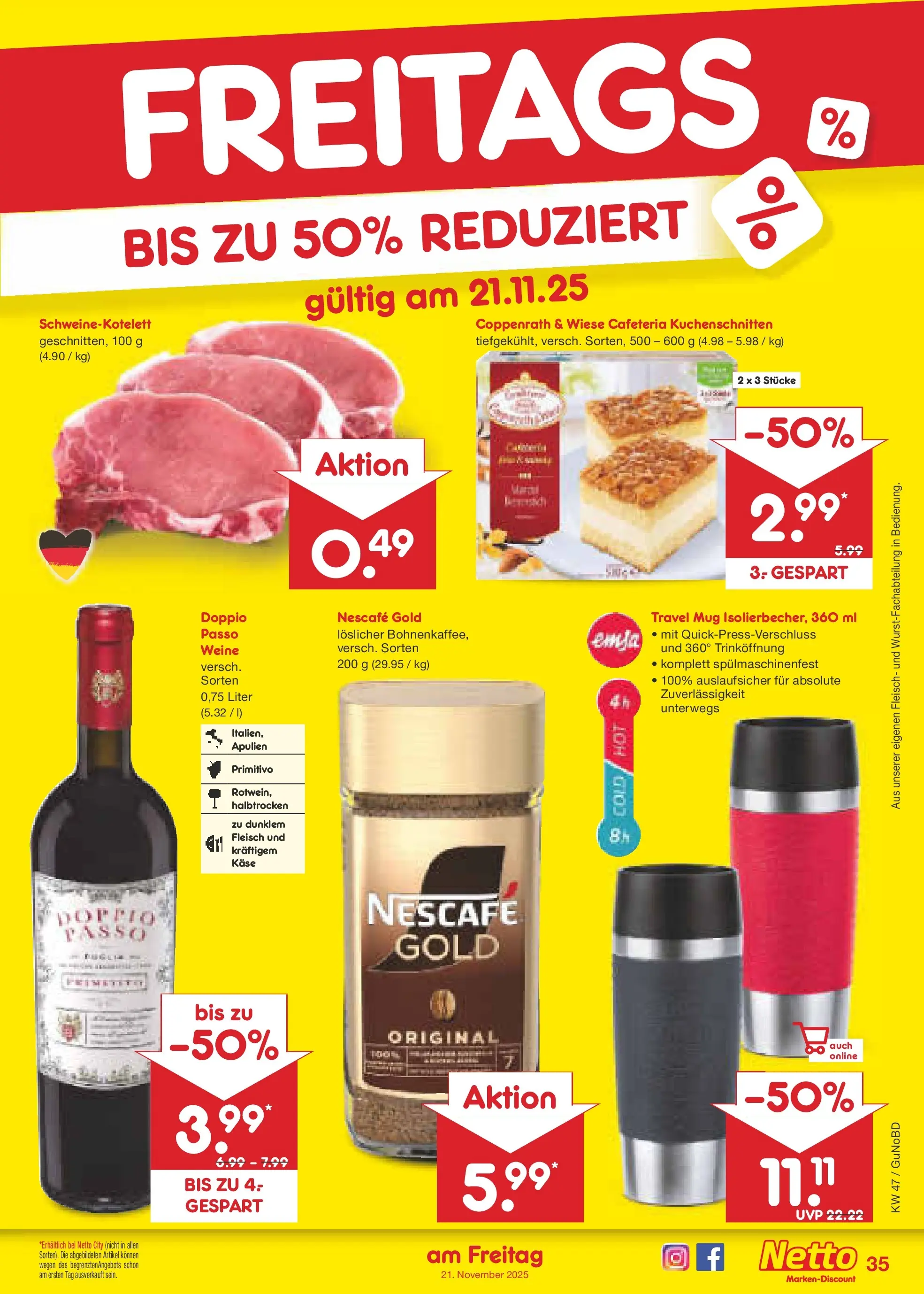 Netto Marken-Discount prospekt Augustusburg	 (ab 16.11.2025) » Angebote | Seite: 43 | Produkte: Nescafe, Käse, Nescafe gold, Fleisch