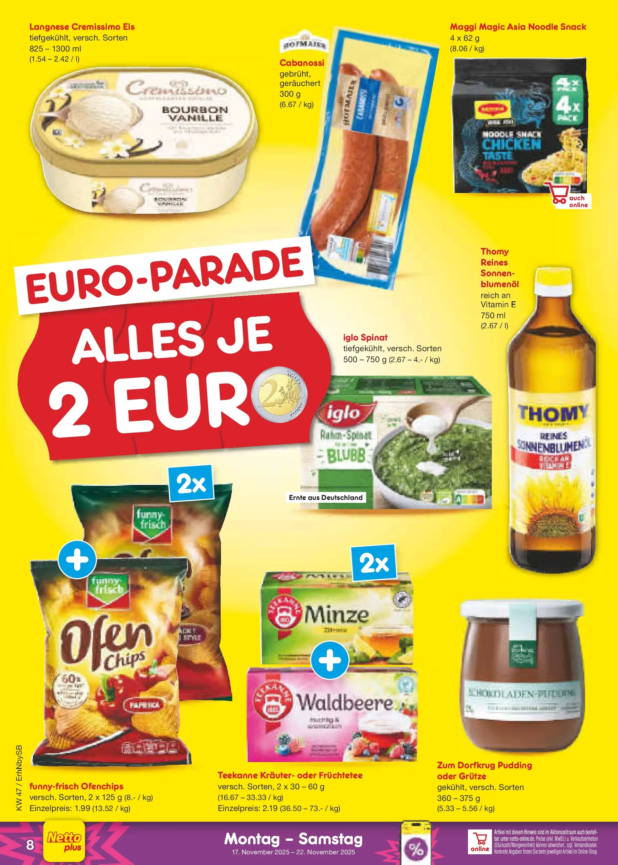 Netto Marken-Discount prospekt Metten	 (ab 17.11.2025) » Angebote | Seite: 8 | Produkte: Ofen, Langnese cremissimo, Maggi, Pudding
