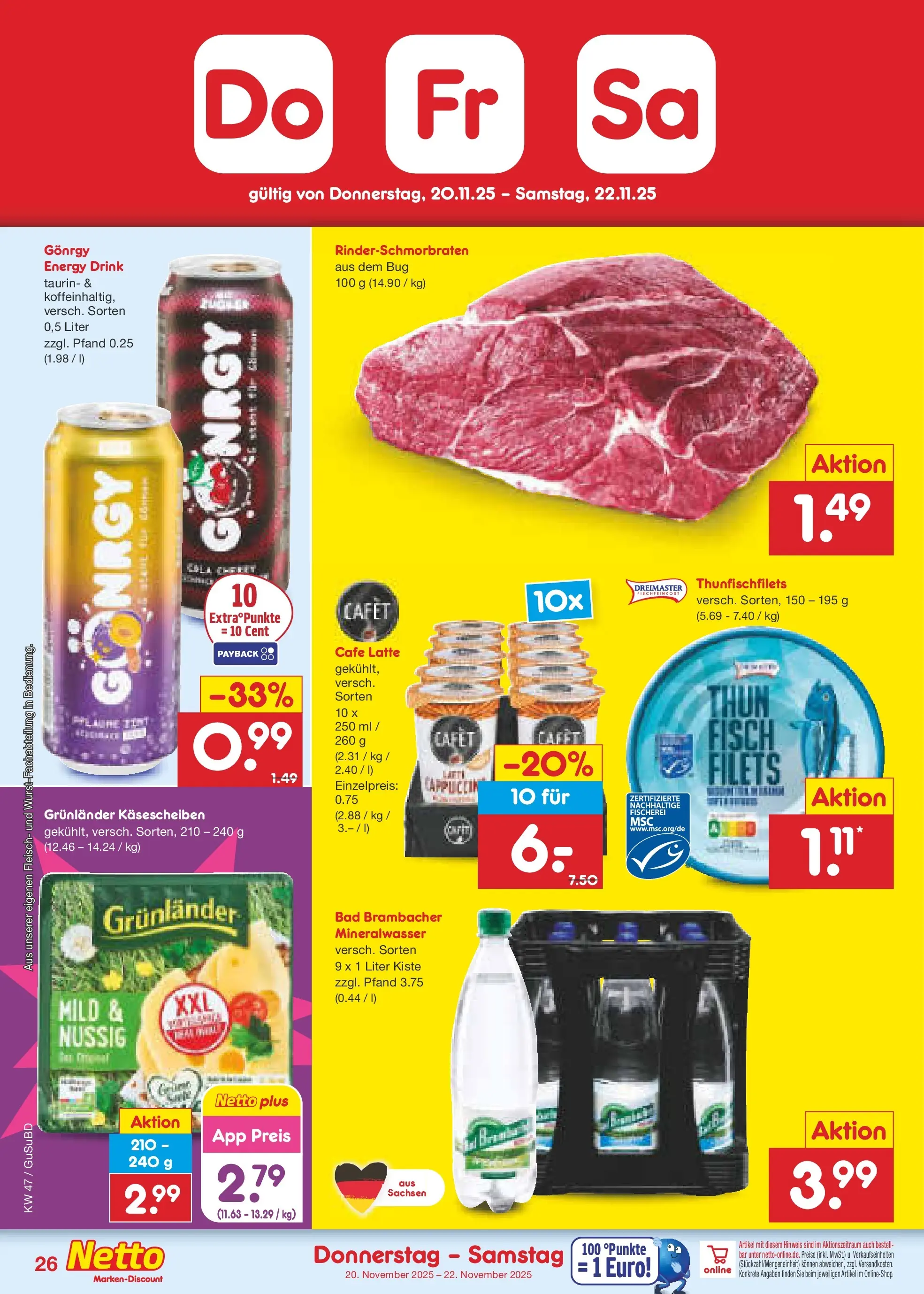 Netto Marken-Discount prospekt Glauchau	 (ab 16.11.2025) » Angebote | Seite: 34 | Produkte: Bad, Mineralwasser, Fisch, Grunlander
