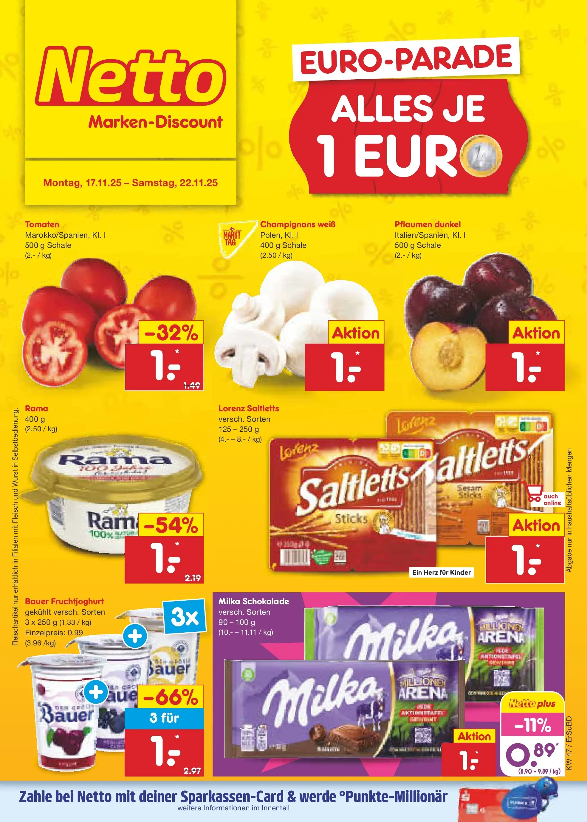 Netto Marken-Discount prospekt Jena-Lobeda	 (ab 17.11.2025) » Angebote | Seite: 1 | Produkte: Rama, Schokolade, Milka, Fruchtjoghurt