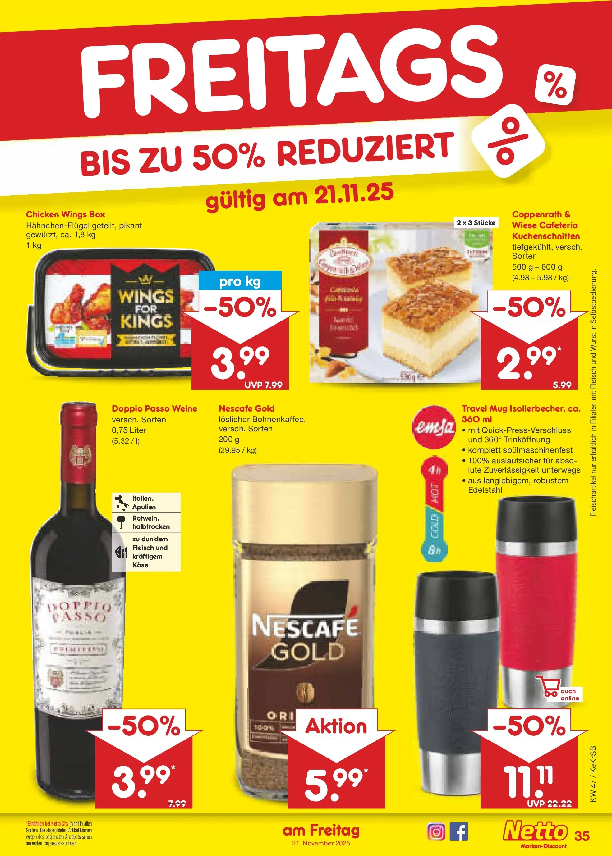 Netto Marken-Discount prospekt Kruft	 (ab 16.11.2025) » Angebote | Seite: 43 | Produkte: Nescafe, Käse, Wurst, Fleisch