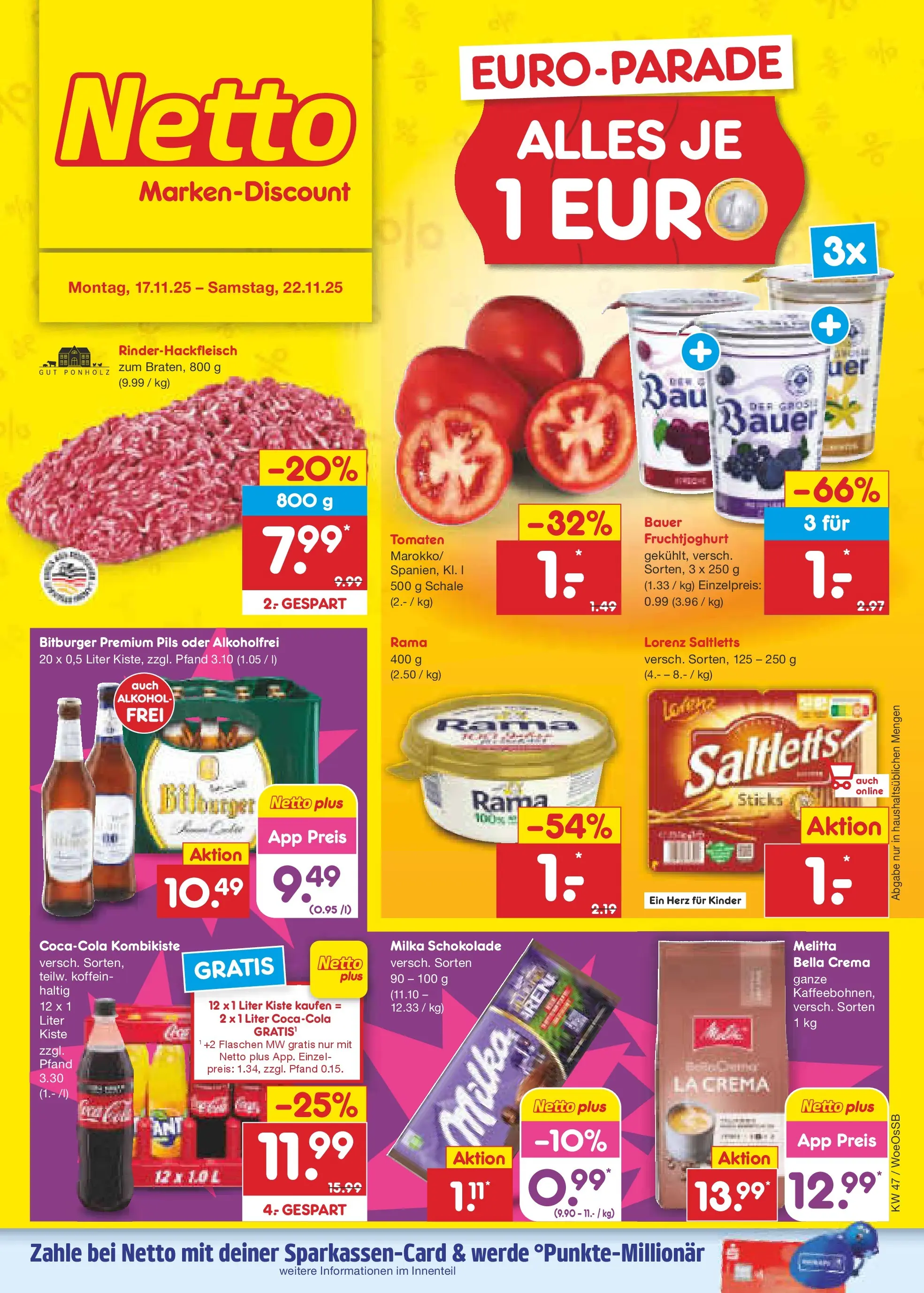 Netto Marken-Discount prospekt Gemmingen	 (ab 16.11.2025) » Angebote | Seite: 1 | Produkte: Melitta, Schokolade, Milka schokolade, Pils