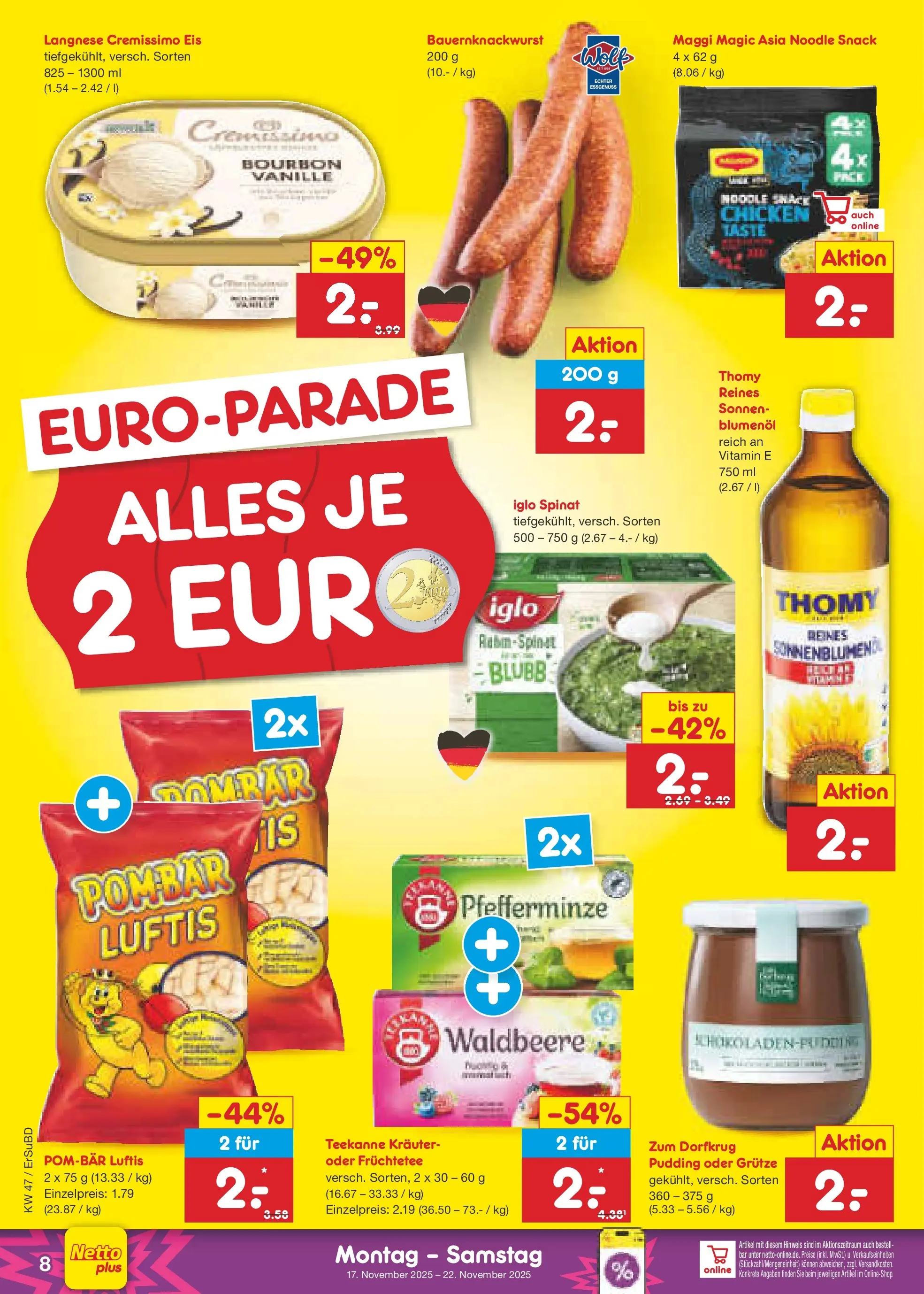 Netto Marken-Discount prospekt Jena-Lobeda	 (ab 17.11.2025) » Angebote | Seite: 8 | Produkte: Langnese, Langnese cremissimo, Cremissimo, Iglo