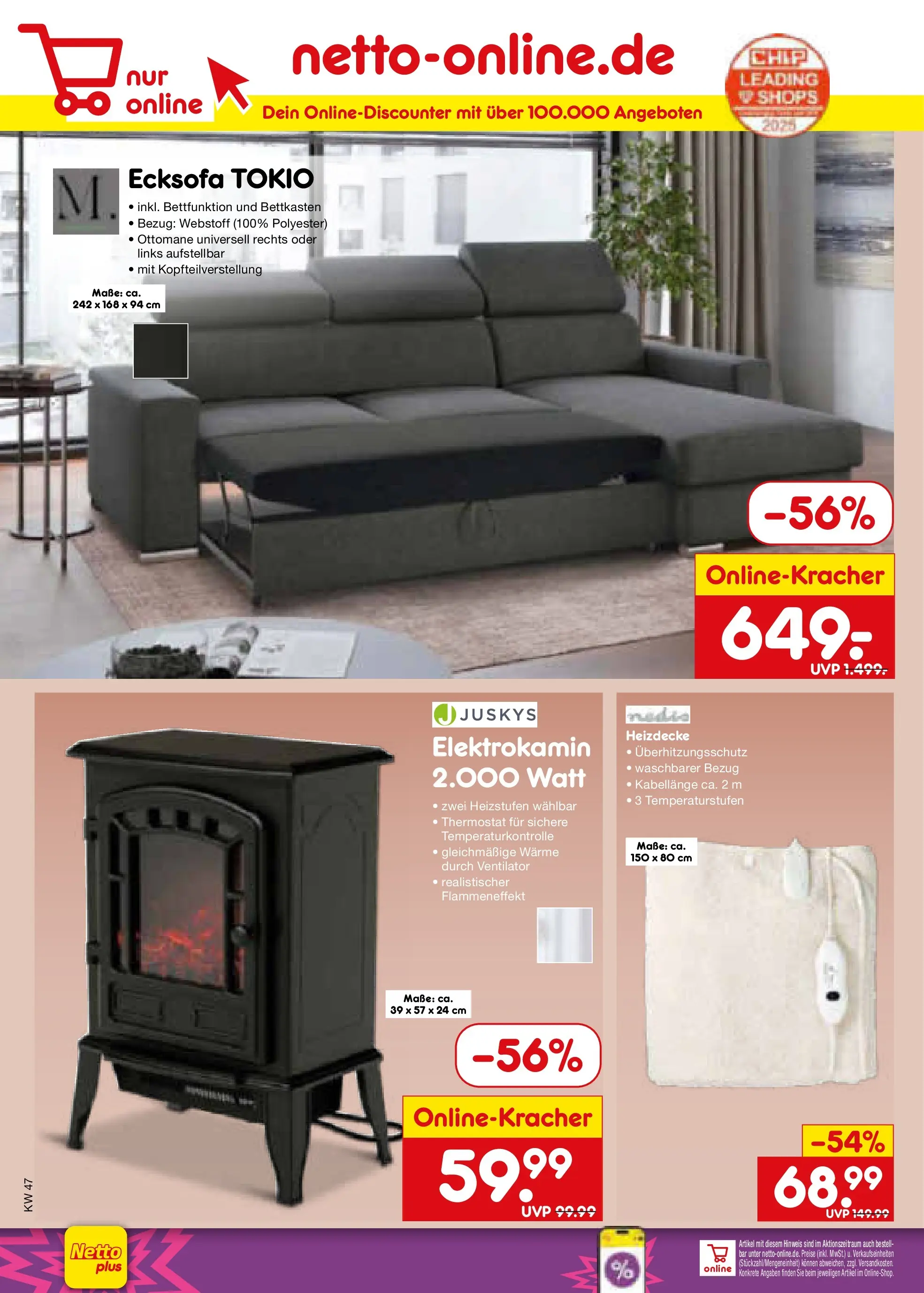 Netto Marken-Discount prospekt Kruft	 (ab 16.11.2025) » Angebote | Seite: 52 | Produkte: Ecksofa, Ventilator