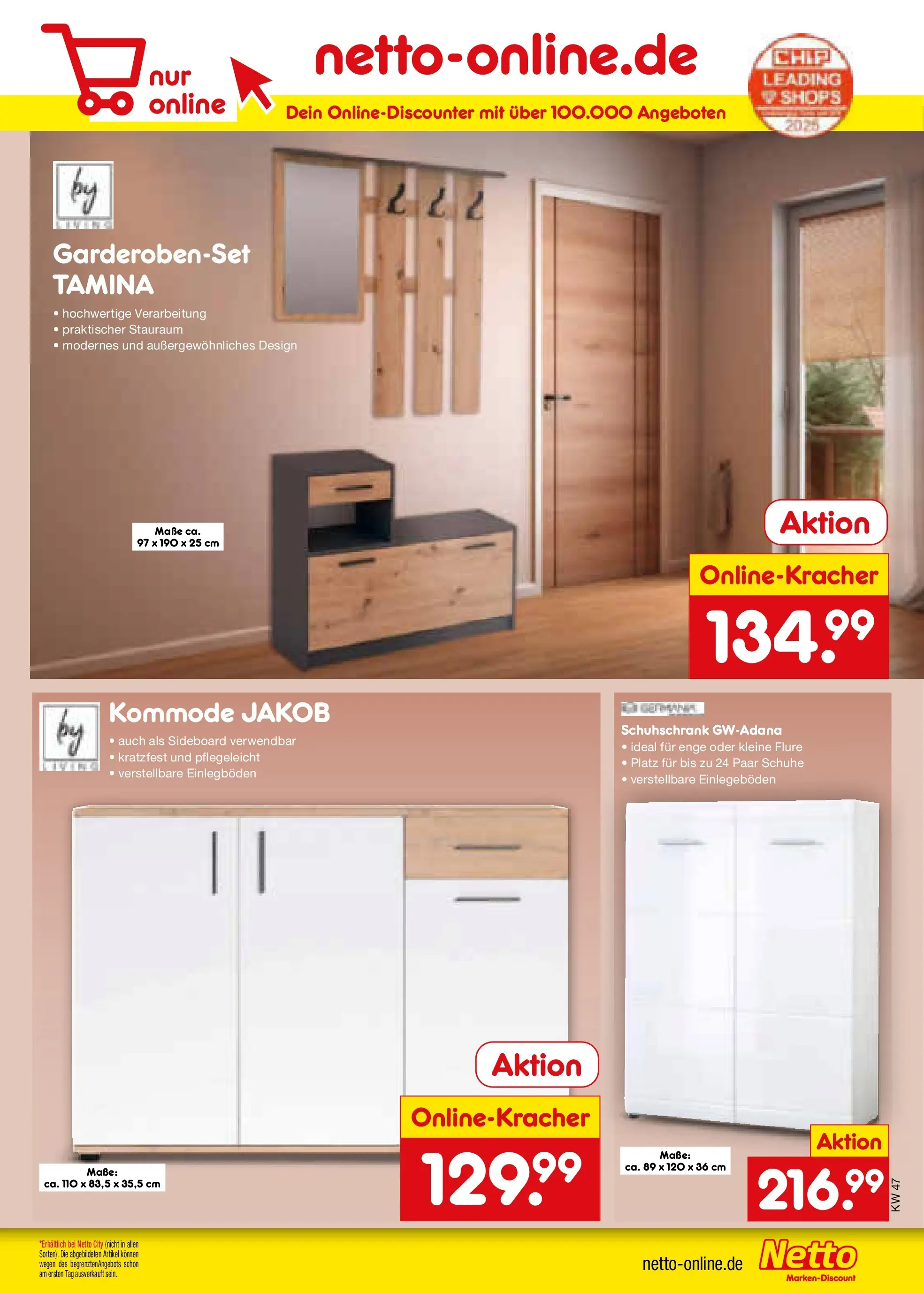 Netto Marken-Discount prospekt Kruft	 (ab 16.11.2025) » Angebote | Seite: 53 | Produkte: Sideboard, Kommode, Garderobenset