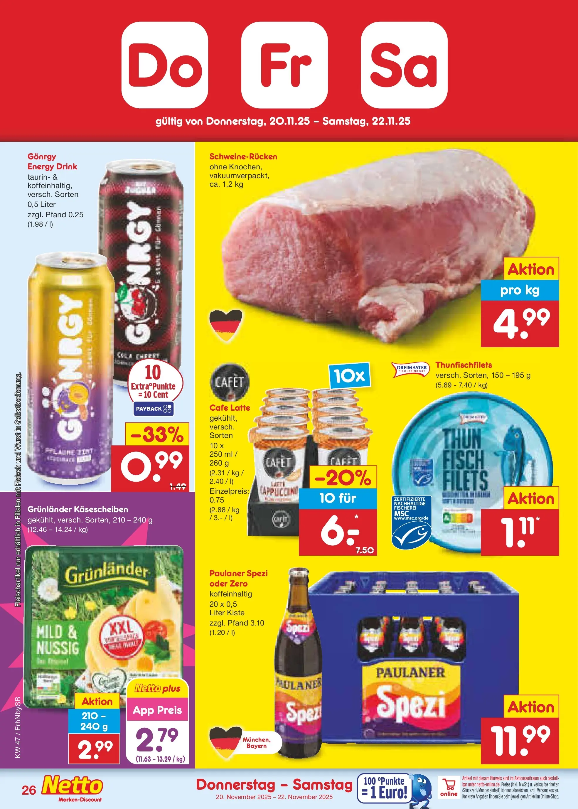 Netto Marken-Discount prospekt Metten	 (ab 17.11.2025) » Angebote | Seite: 34 | Produkte: Paulaner spezi, Wurst, Fleisch, Paulaner