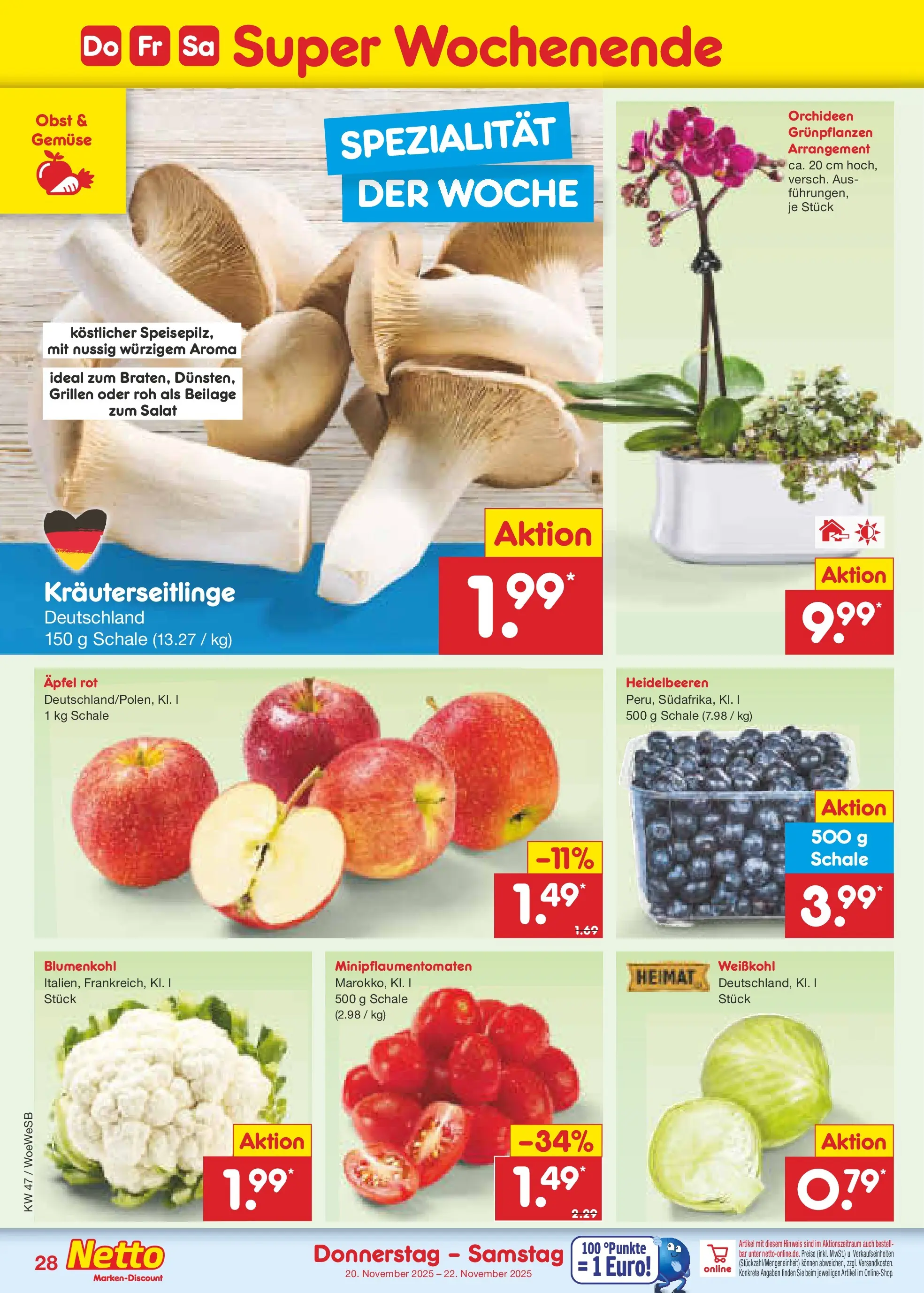 Netto Marken-Discount prospekt Katzweiler	 (ab 16.11.2025) » Angebote | Seite: 36 | Produkte: Äpfel, Gemüse, Blumenkohl, Salat