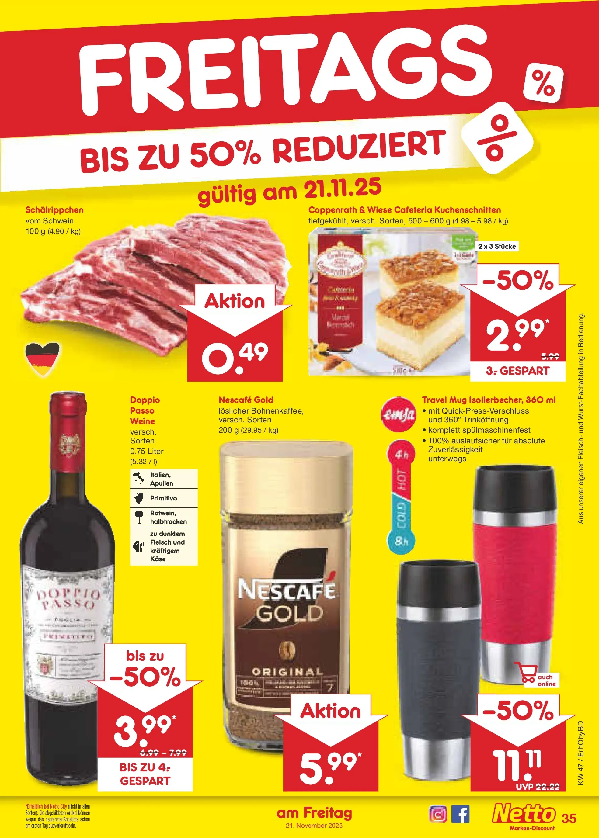 Netto Marken-Discount prospekt Velden	 (ab 17.11.2025) » Angebote | Seite: 43 | Produkte: Nescafe, Käse, Nescafe gold, Fleisch