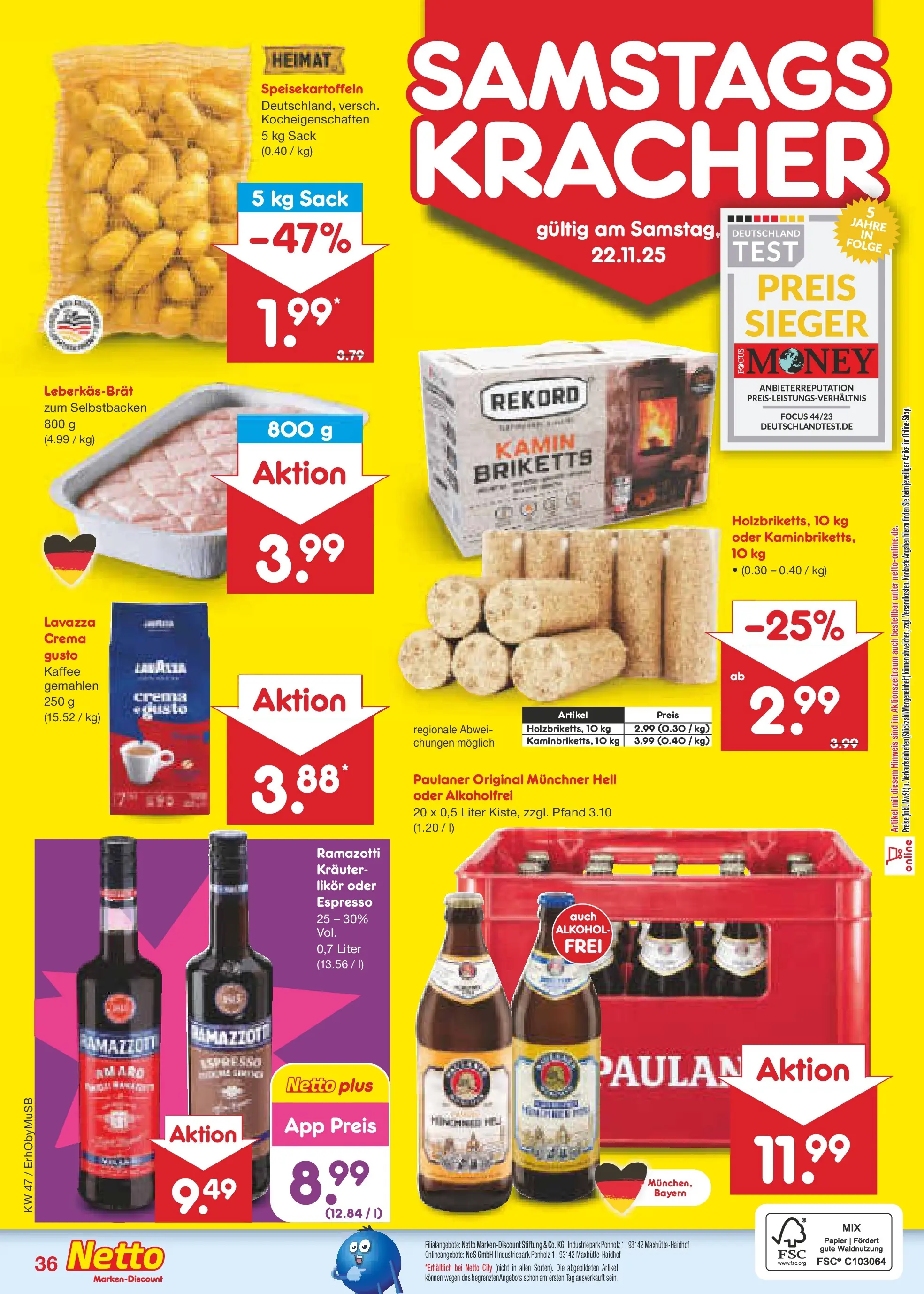 Netto Marken-Discount prospekt Mauern	 (ab 16.11.2025) » Angebote | Seite: 44 | Produkte: Lavazza, Kaffee, Likör, Paulaner