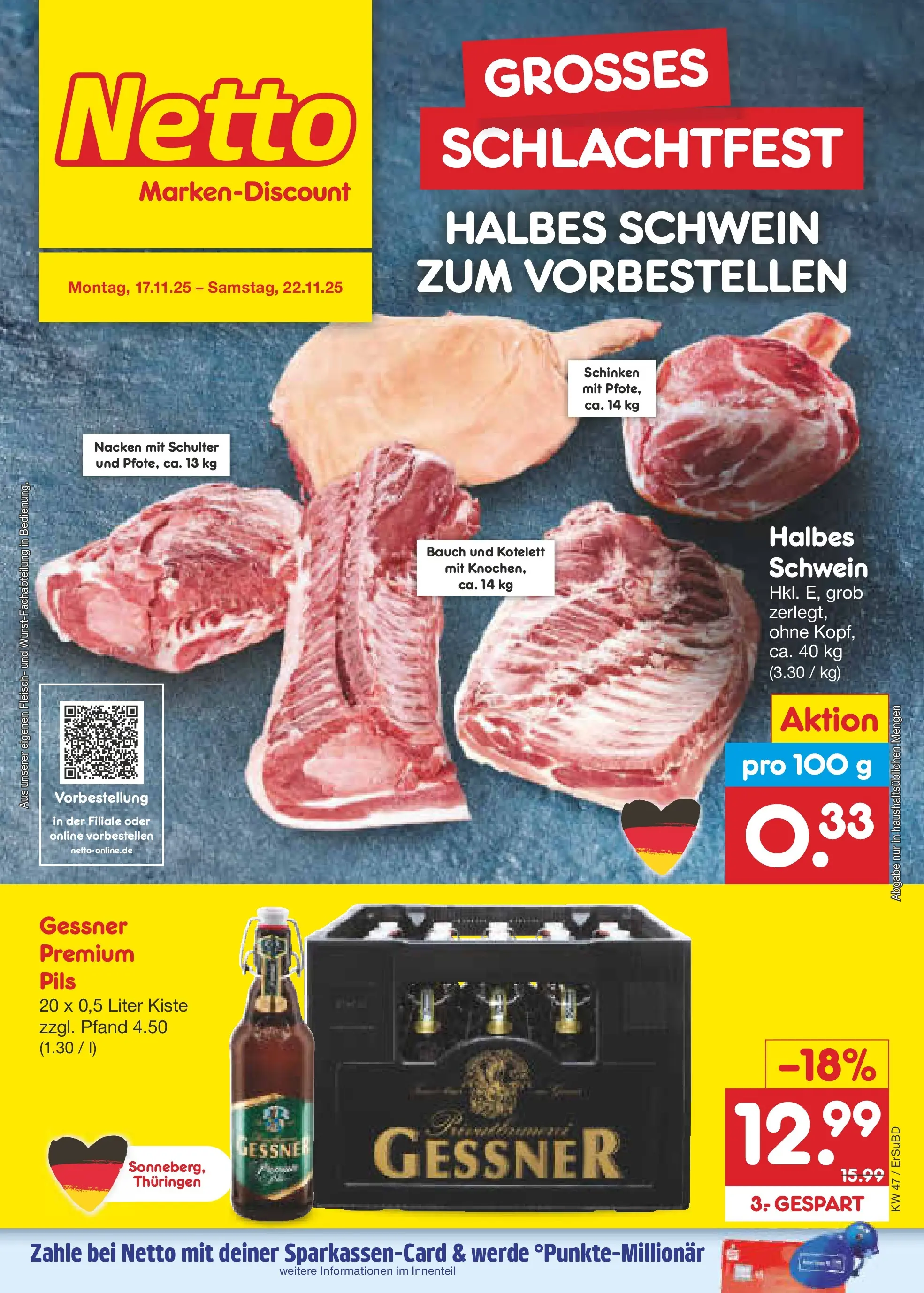 Netto Marken-Discount prospekt Jena-Lobeda	 (ab 17.11.2025) » Angebote | Seite: 24 | Produkte: Pils, Schinken, Fleisch