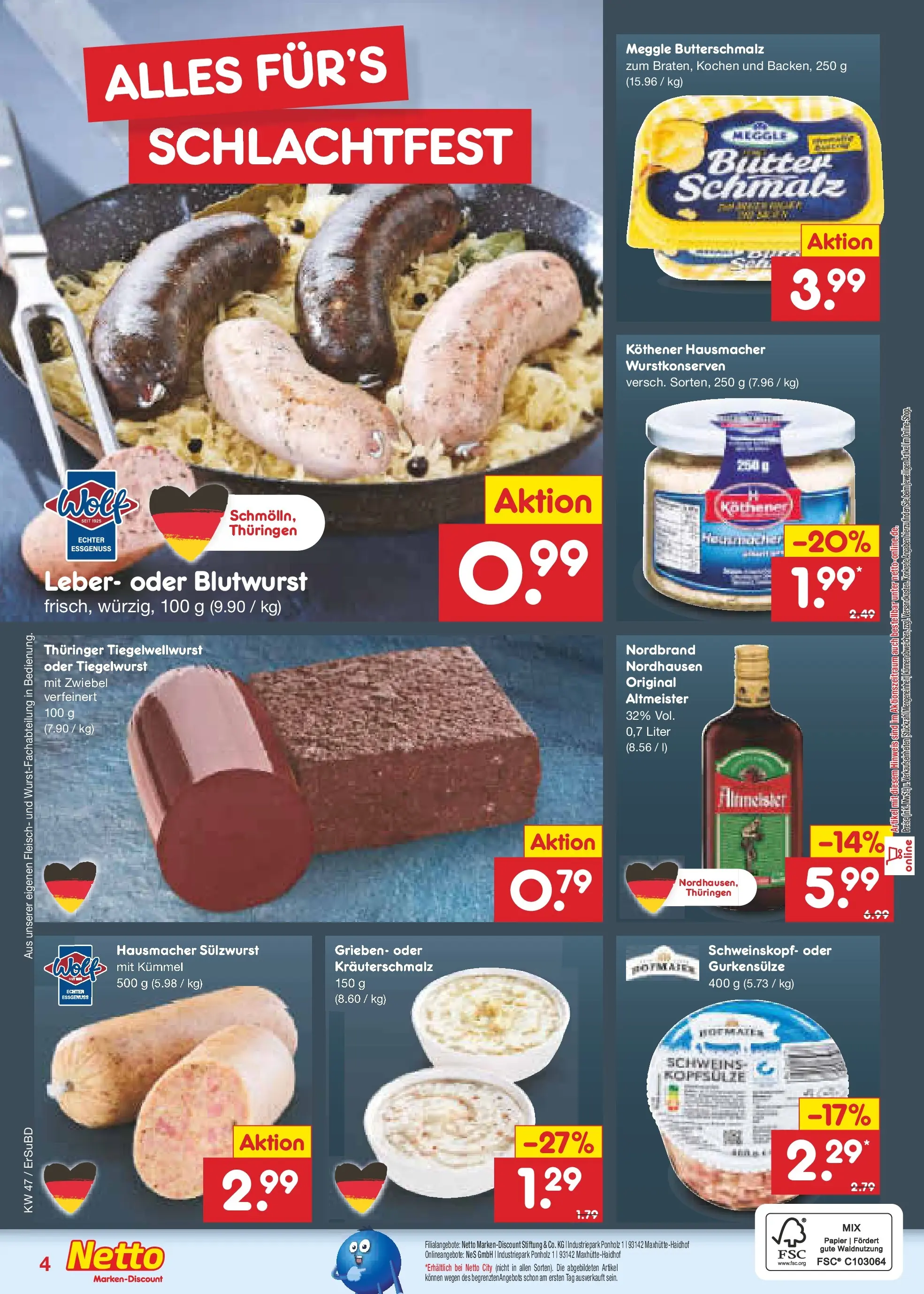 Netto Marken-Discount prospekt Jena-Lobeda	 (ab 17.11.2025) » Angebote | Seite: 25 | Produkte: Butterschmalz, Butter, Fleisch, Meggle butter