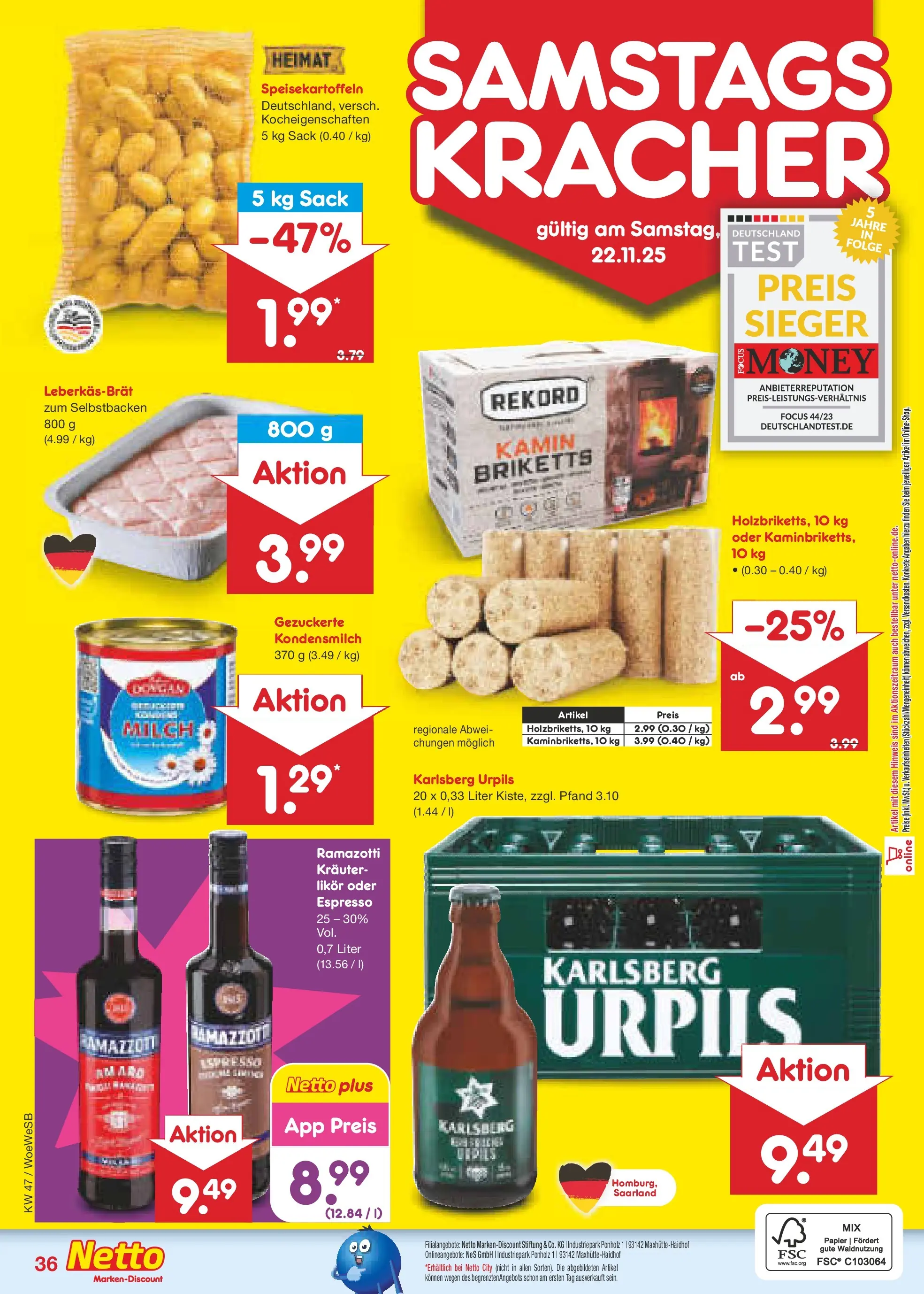 Netto Marken-Discount prospekt Katzweiler	 (ab 16.11.2025) » Angebote | Seite: 44 | Produkte: Kamin, Milch, Likör