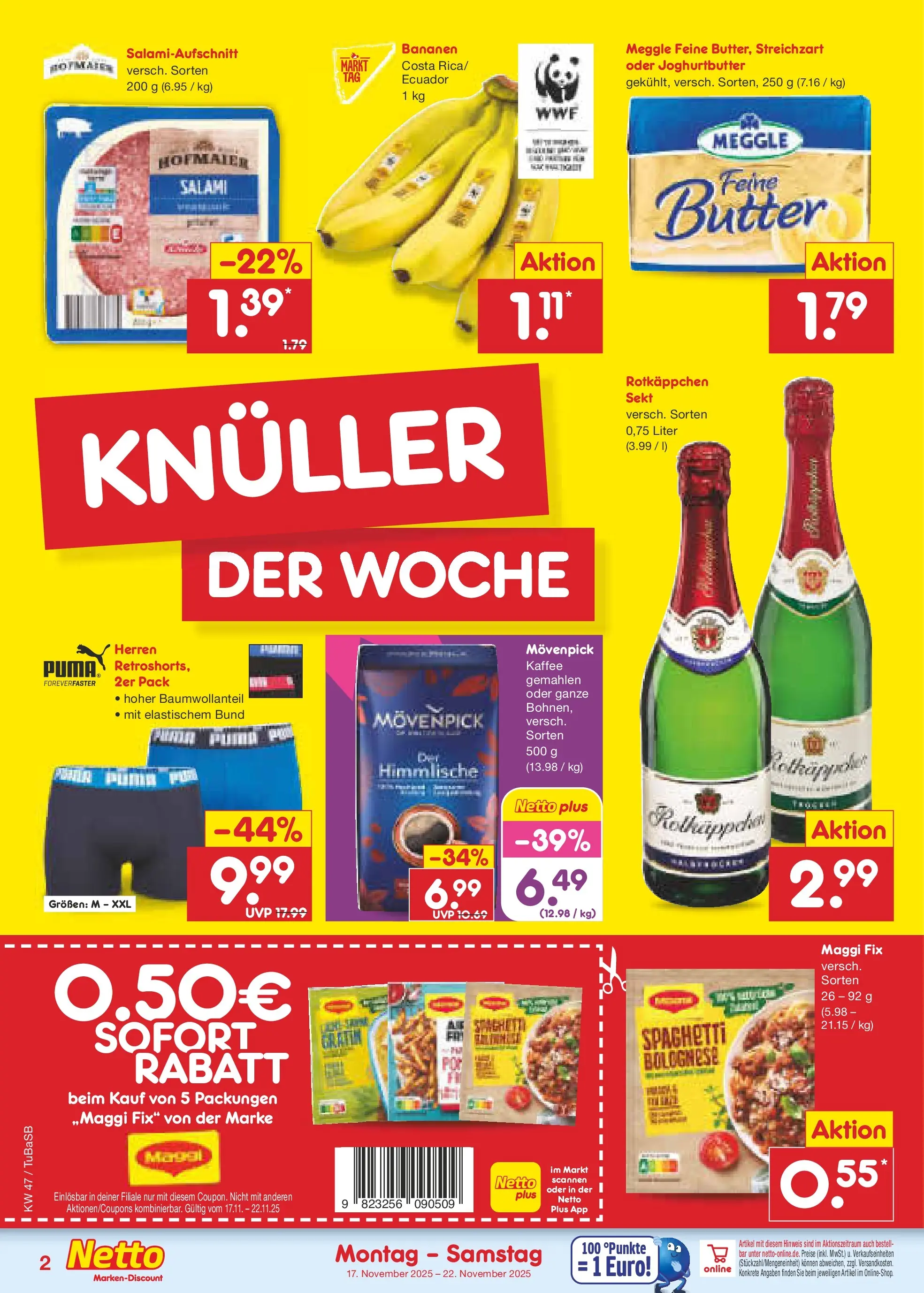 Netto Marken-Discount prospekt Lahr-Langenwinkel	 (ab 17.11.2025) » Angebote | Seite: 2 | Produkte: Kaffee, Sekt, Bananen, Rotkäppchen
