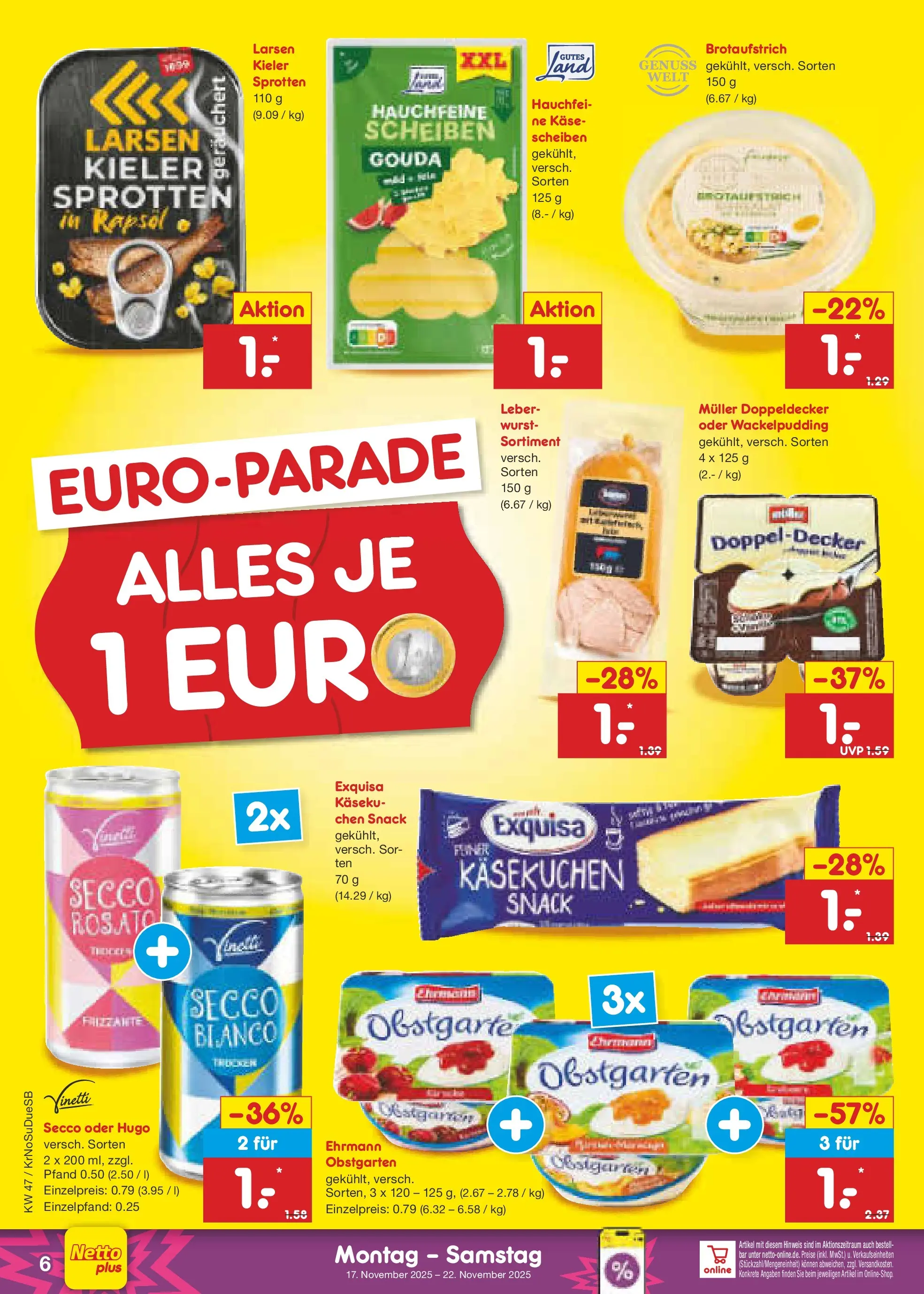 Netto Marken-Discount prospekt Jüchen	 (ab 17.11.2025) » Angebote | Seite: 6 | Produkte: Rapsöl, Gouda, Exquisa, Wurst