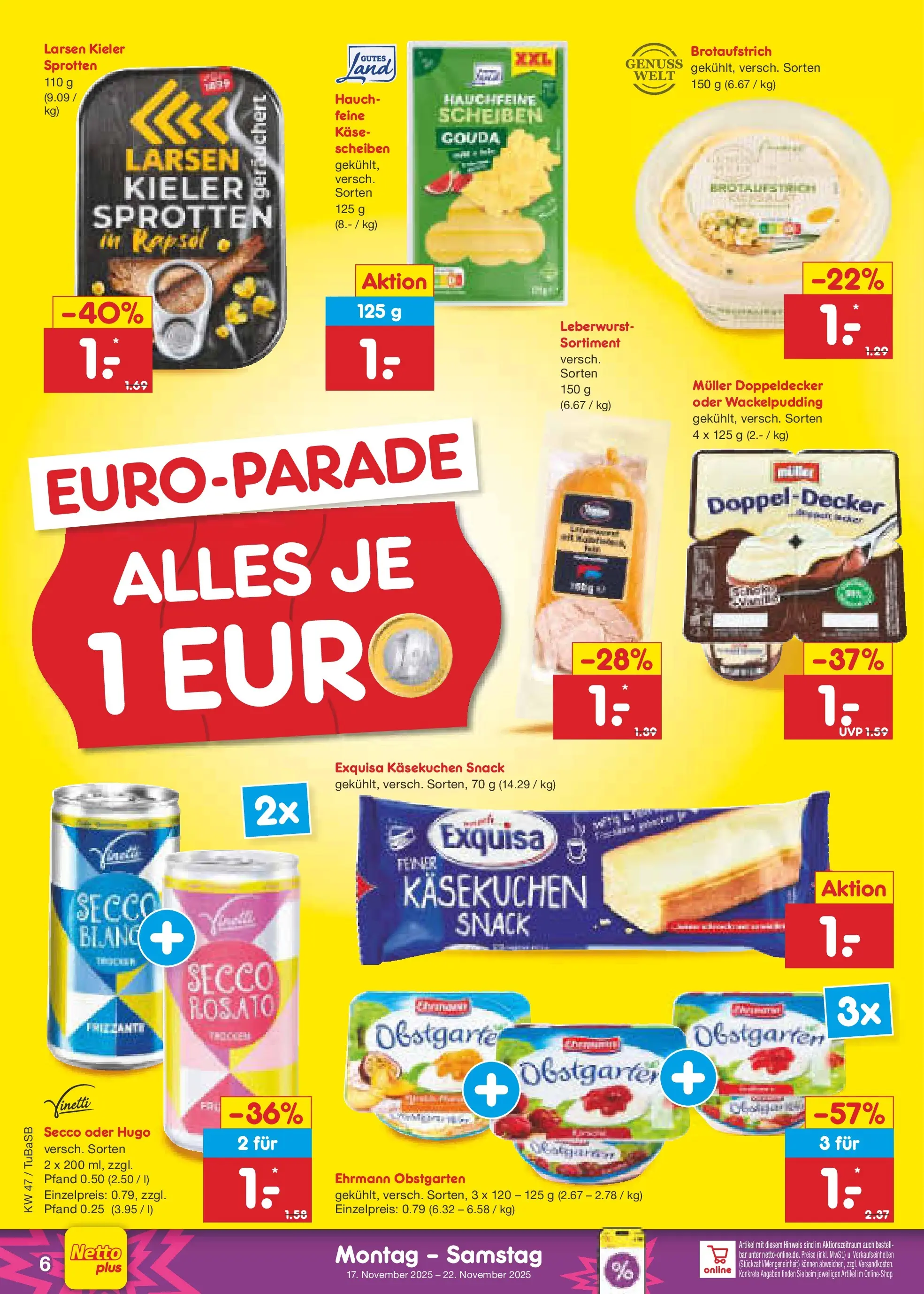 Netto Marken-Discount prospekt Lahr-Langenwinkel	 (ab 17.11.2025) » Angebote | Seite: 6 | Produkte: Käse, Rapsöl, Gouda, Hugo