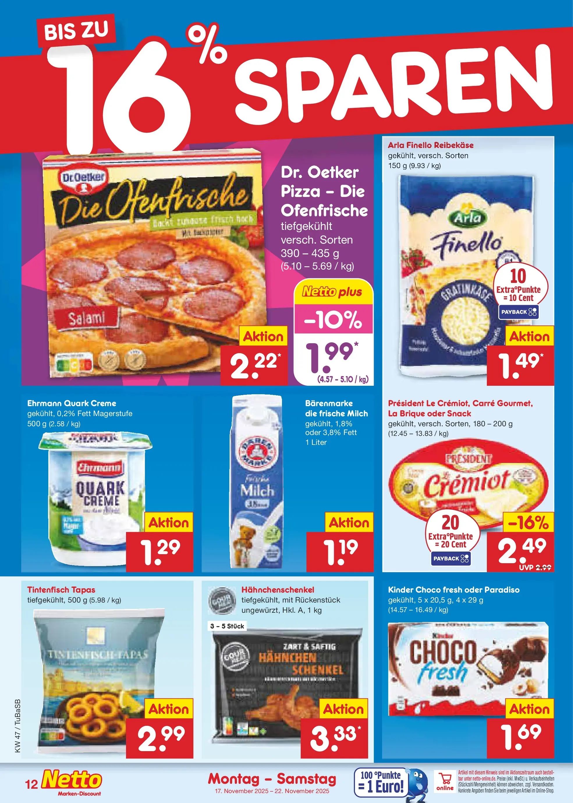 Netto Marken-Discount prospekt Lahr-Langenwinkel	 (ab 17.11.2025) » Angebote | Seite: 12 | Produkte: Hahnchenschenkel, Tintenfisch, Ofenfrische, Creme