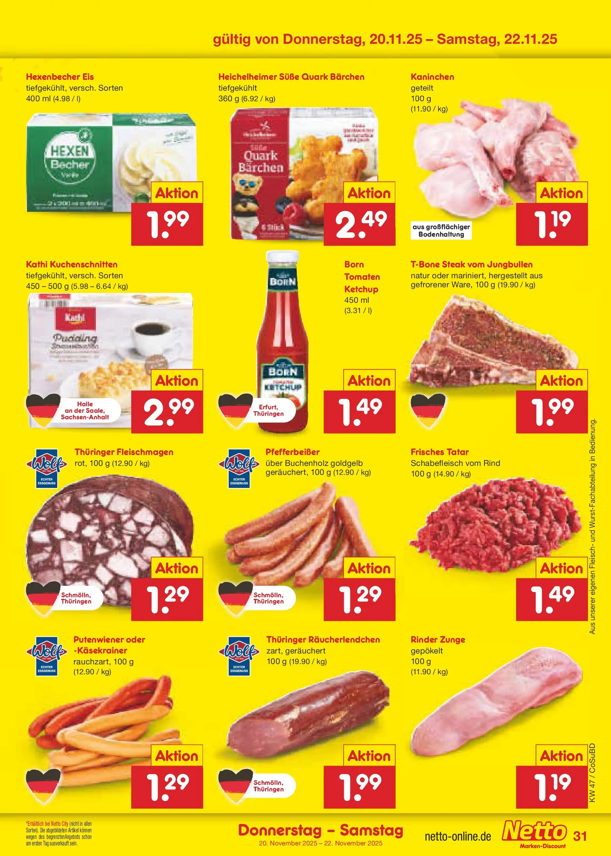 Netto Marken-Discount prospekt Delitzsch	 (ab 17.11.2025) » Angebote | Seite: 39 | Produkte: Quark, Käsekrainer, Tomaten, Ketchup
