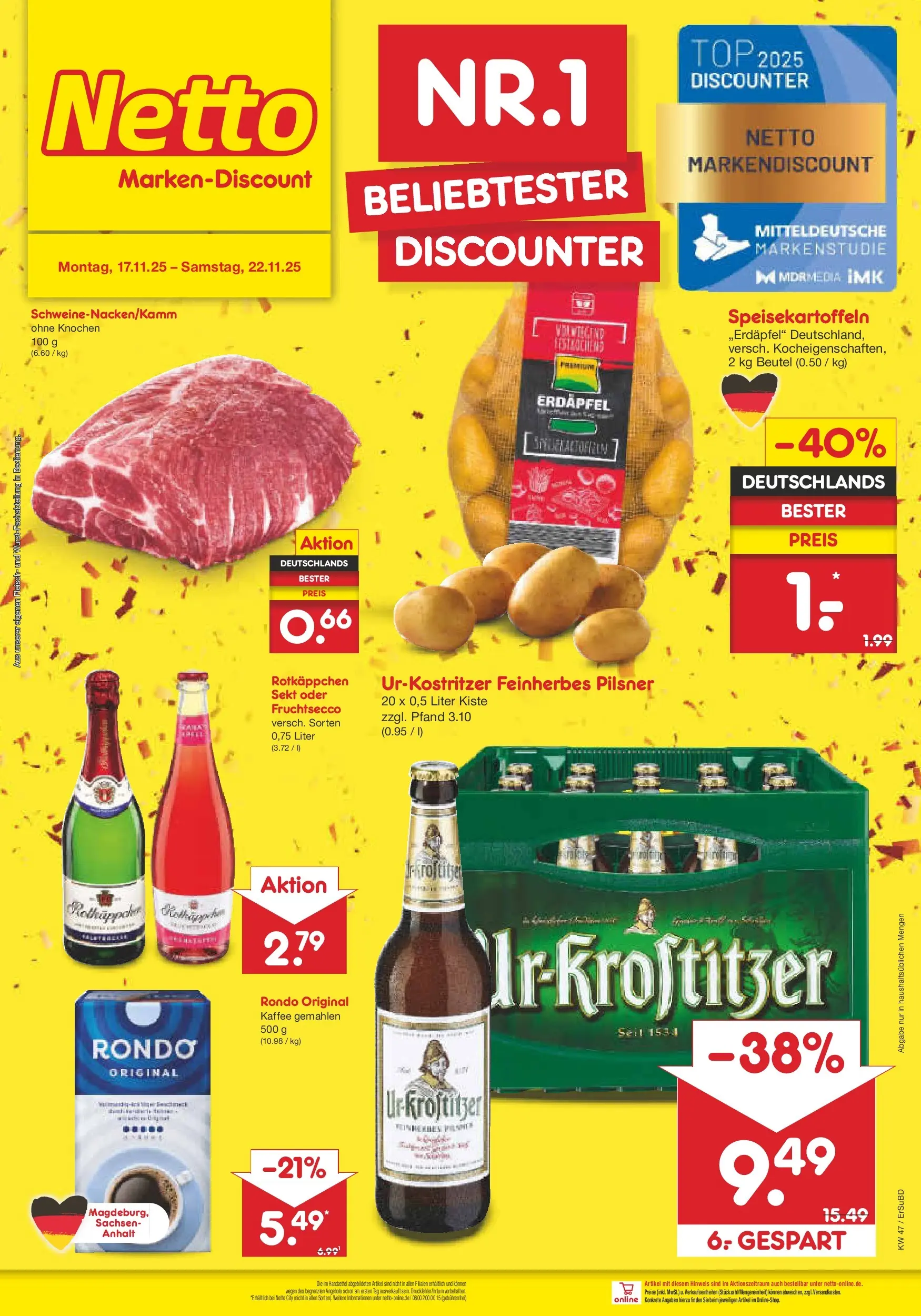 Netto Marken-Discount prospekt Jena-Lobeda	 (ab 17.11.2025) » Angebote | Seite: 45 | Produkte: Sekt, Fruchtsecco, Rotkäppchen, Fleisch