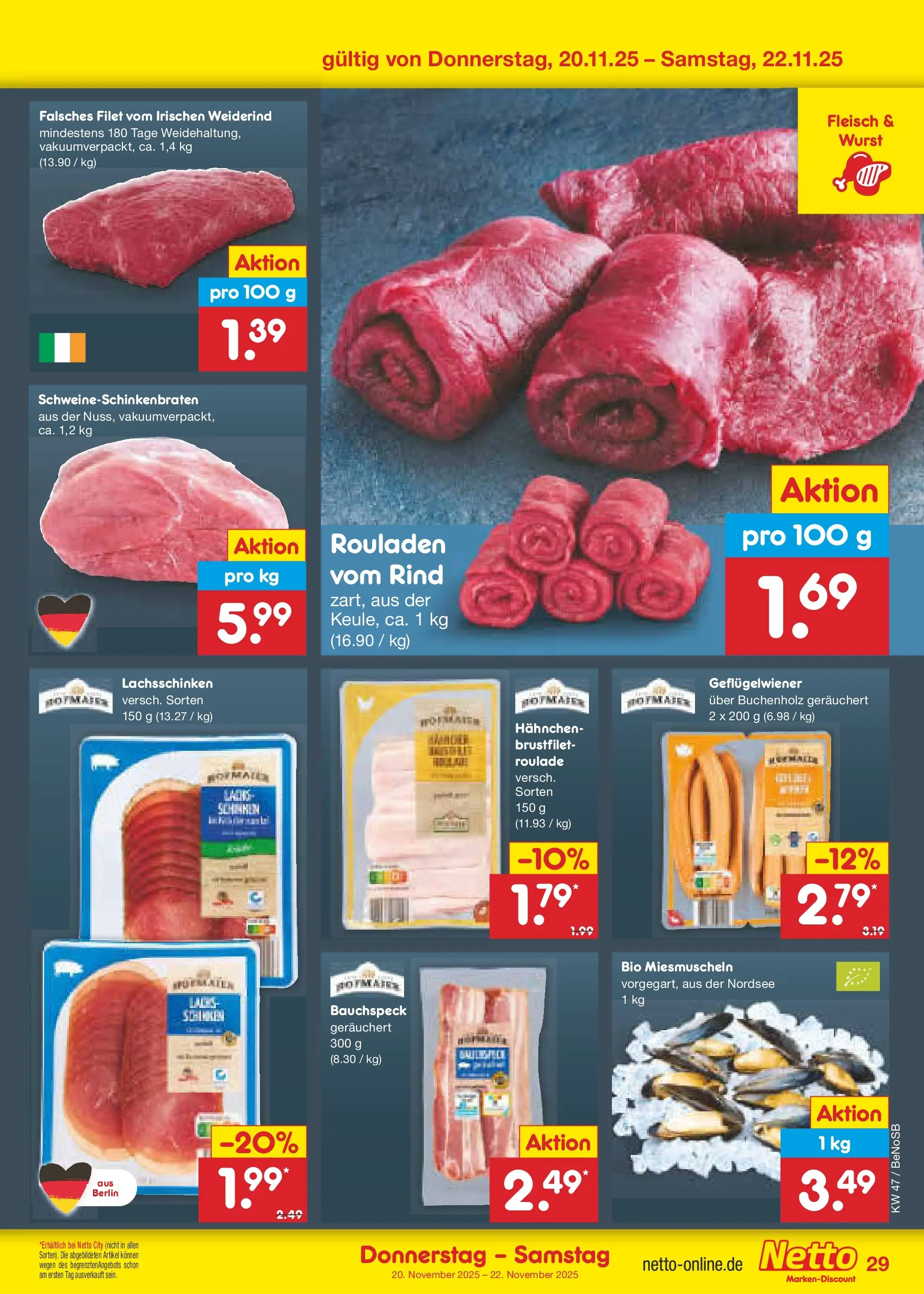 Netto Marken-Discount prospekt Bergen Auf Rügen (ab 17.11.2025) » Angebote | Seite: 37 | Produkte: Hahnchen, Wurst, Fleisch Netto Marken-Discount prospekt Bergen Auf Rügen (ab 17.11.2025) » Angebote | Seite: 37 | Produkte: Hahnchen, Wurst, Fleisch