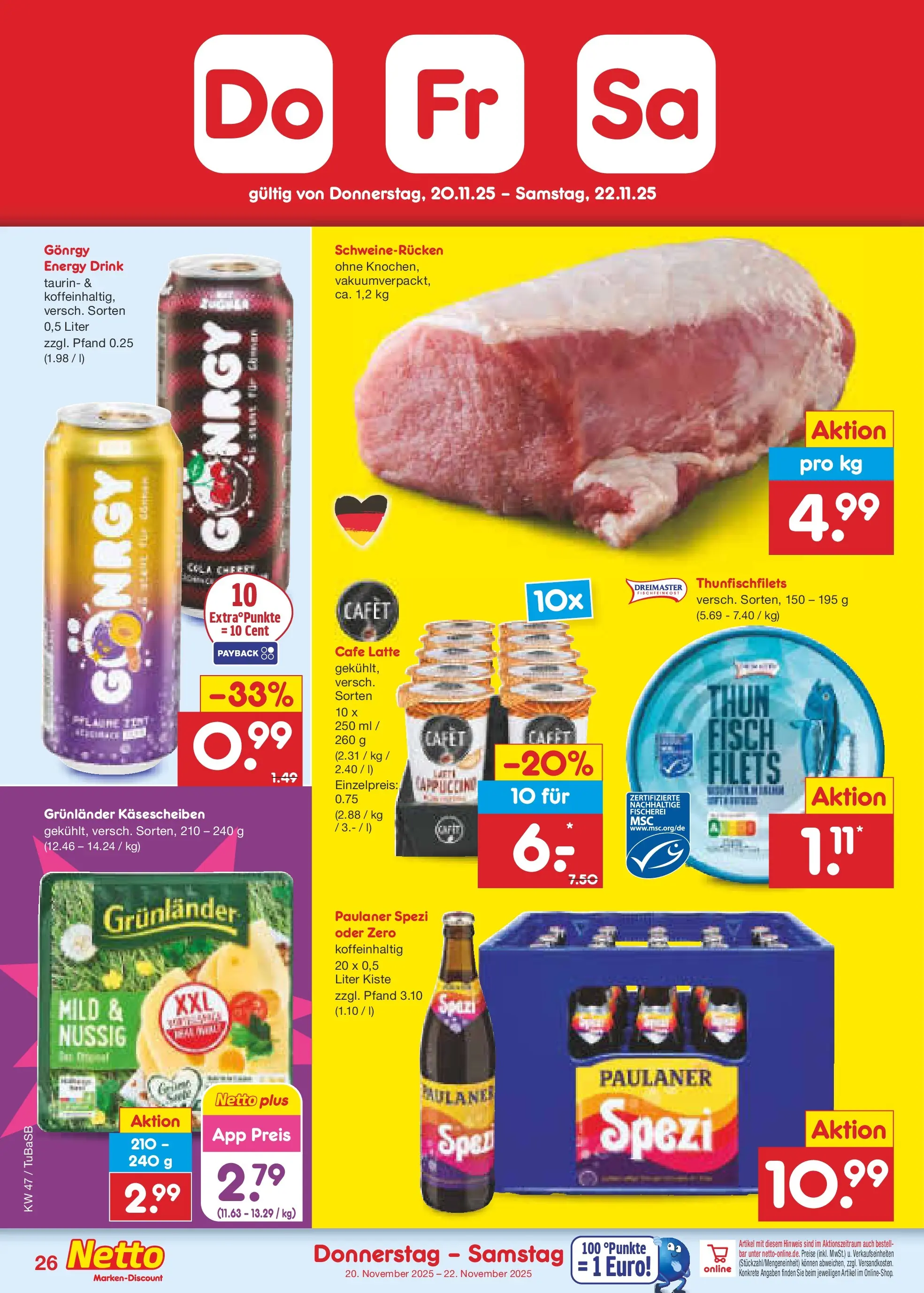 Netto Marken-Discount prospekt Lahr-Langenwinkel	 (ab 17.11.2025) » Angebote | Seite: 34 | Produkte: Cola, Paulaner spezi, Grunlander, Paulaner