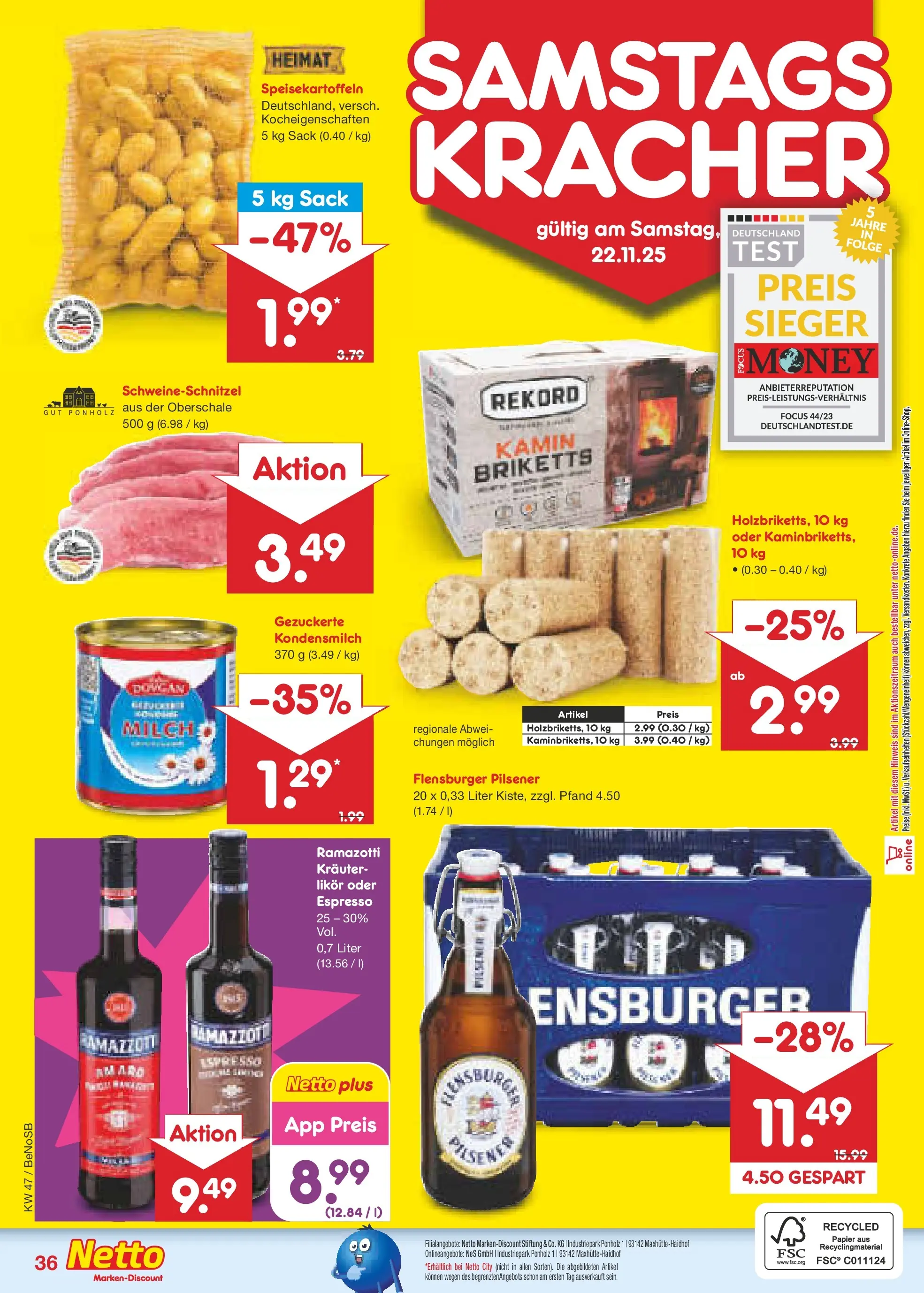 Netto Marken-Discount prospekt Bergen Auf Rügen (ab 17.11.2025) » Angebote | Seite: 44 | Produkte: Kamin, Milch, Likör, Flensburger Netto Marken-Discount prospekt Bergen Auf Rügen (ab 17.11.2025) » Angebote | Seite: 44 | Produkte: Kamin, Milch, Likör, Flensburger