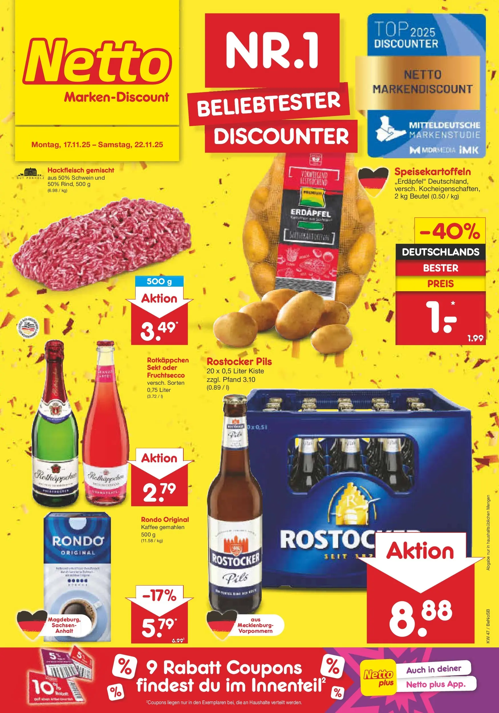 Netto Marken-Discount prospekt Bergen Auf Rügen (ab 17.11.2025) » Angebote | Seite: 45 | Produkte: Kaffee, Pils, Fruchtsecco, Rotkäppchen Netto Marken-Discount prospekt Bergen Auf Rügen (ab 17.11.2025) » Angebote | Seite: 45 | Produkte: Kaffee, Pils, Fruchtsecco, Rotkäppchen