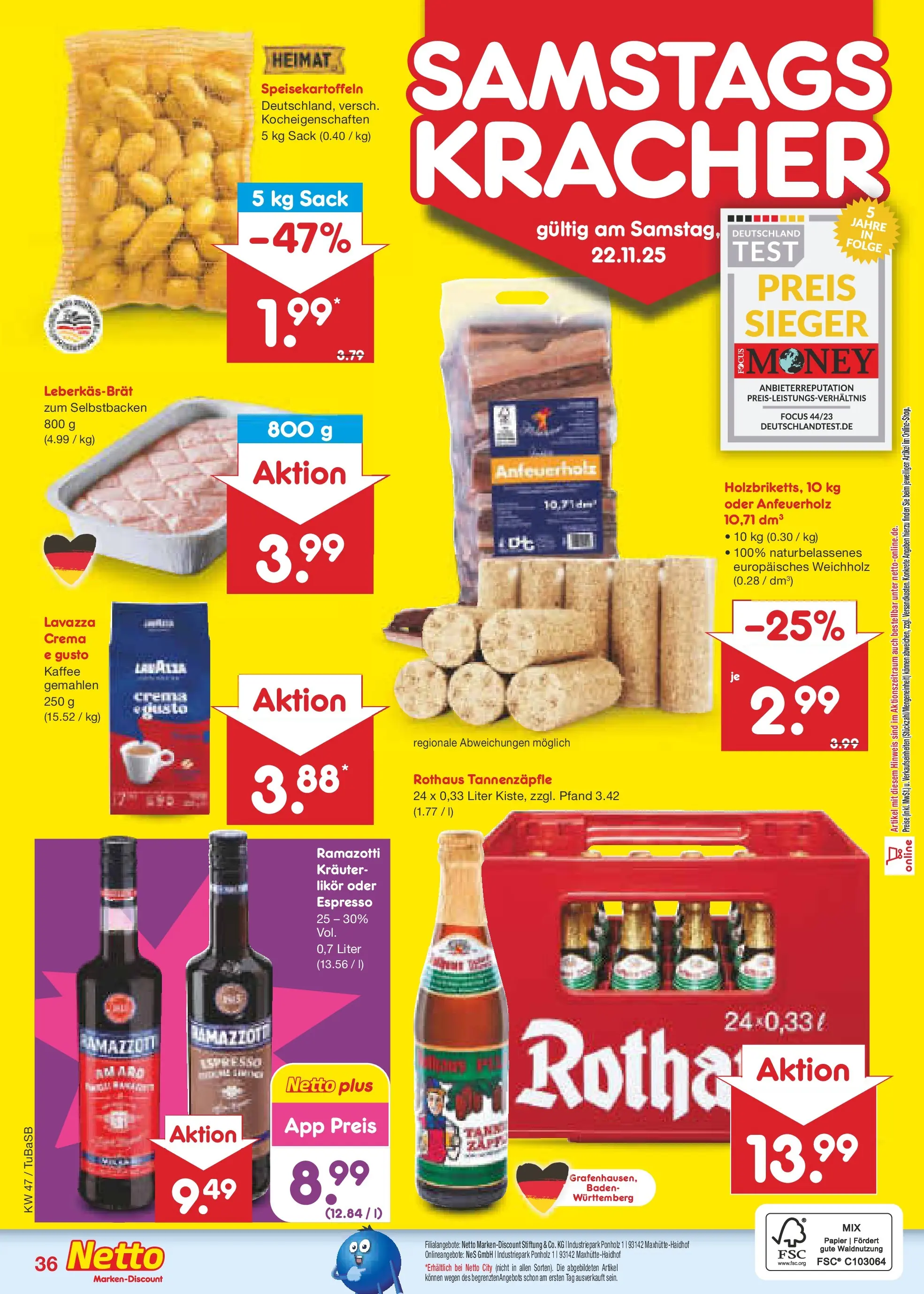 Netto Marken-Discount prospekt Lahr-Langenwinkel	 (ab 17.11.2025) » Angebote | Seite: 44 | Produkte: Lavazza, Kaffee, Likör