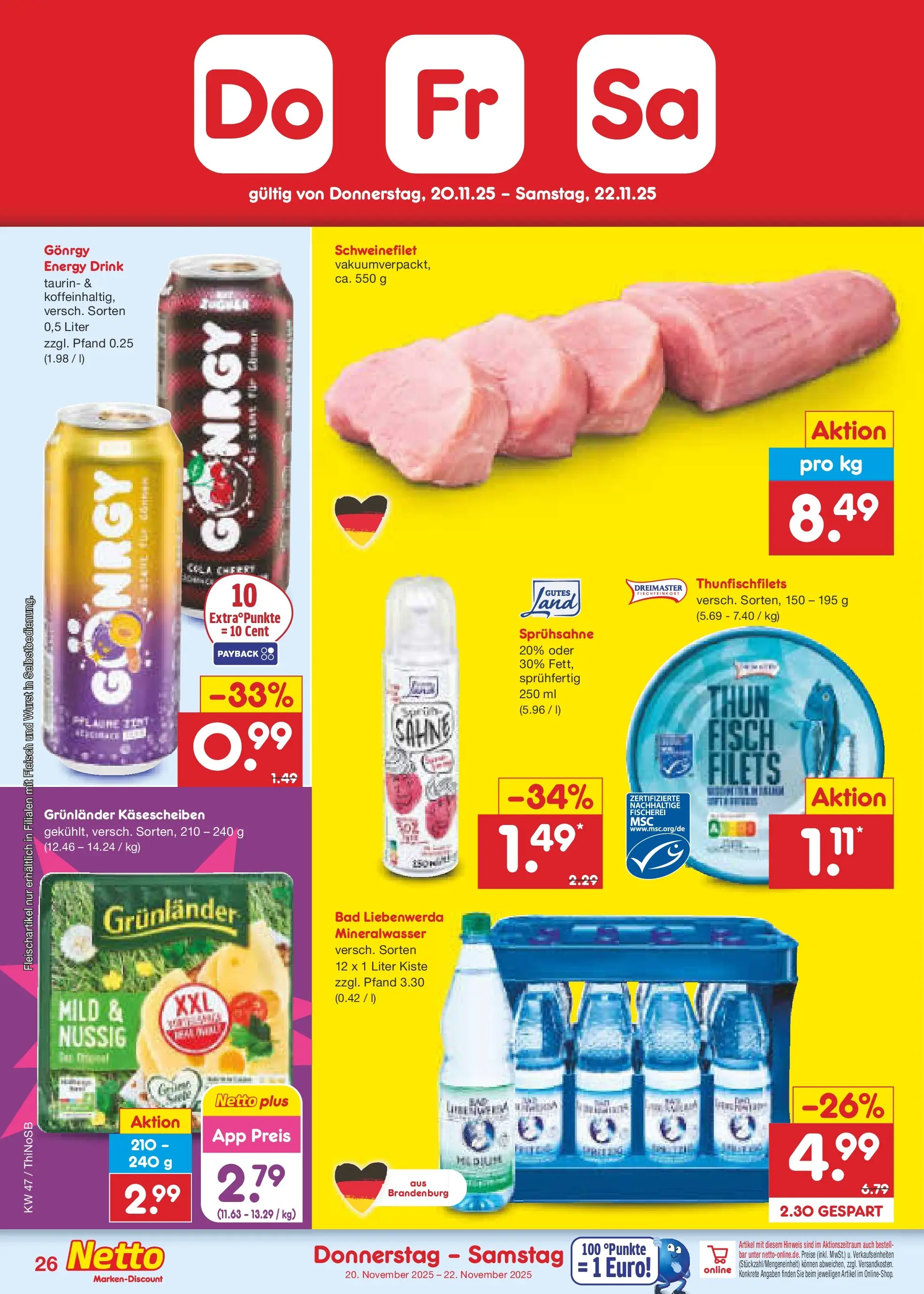 Netto Marken-Discount prospekt Spremberg	 (ab 17.11.2025) » Angebote | Seite: 34 | Produkte: Energy, Bad, Fisch, Grunlander