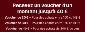 Recevez un voucher d’un montant jusqu’à 40 €