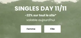 -22% sur tout le site* valable aujourd'hui