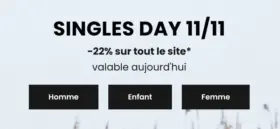 -22% sur tout le site* valable aujourd'hui