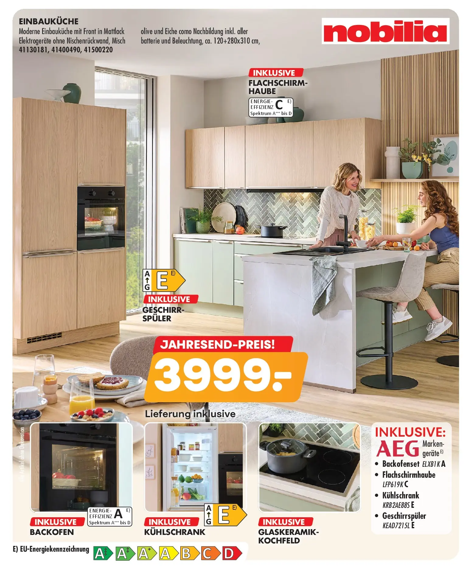 Möbel Kraft - Möbel Kraft: Stilvolle Gemütlichkeit zum Sonderpreis (ab 11.11.2025) zum Blättern | Seite: 4 | Produkte: AEG, Geschirrspüler, Einbauküche, Backofen