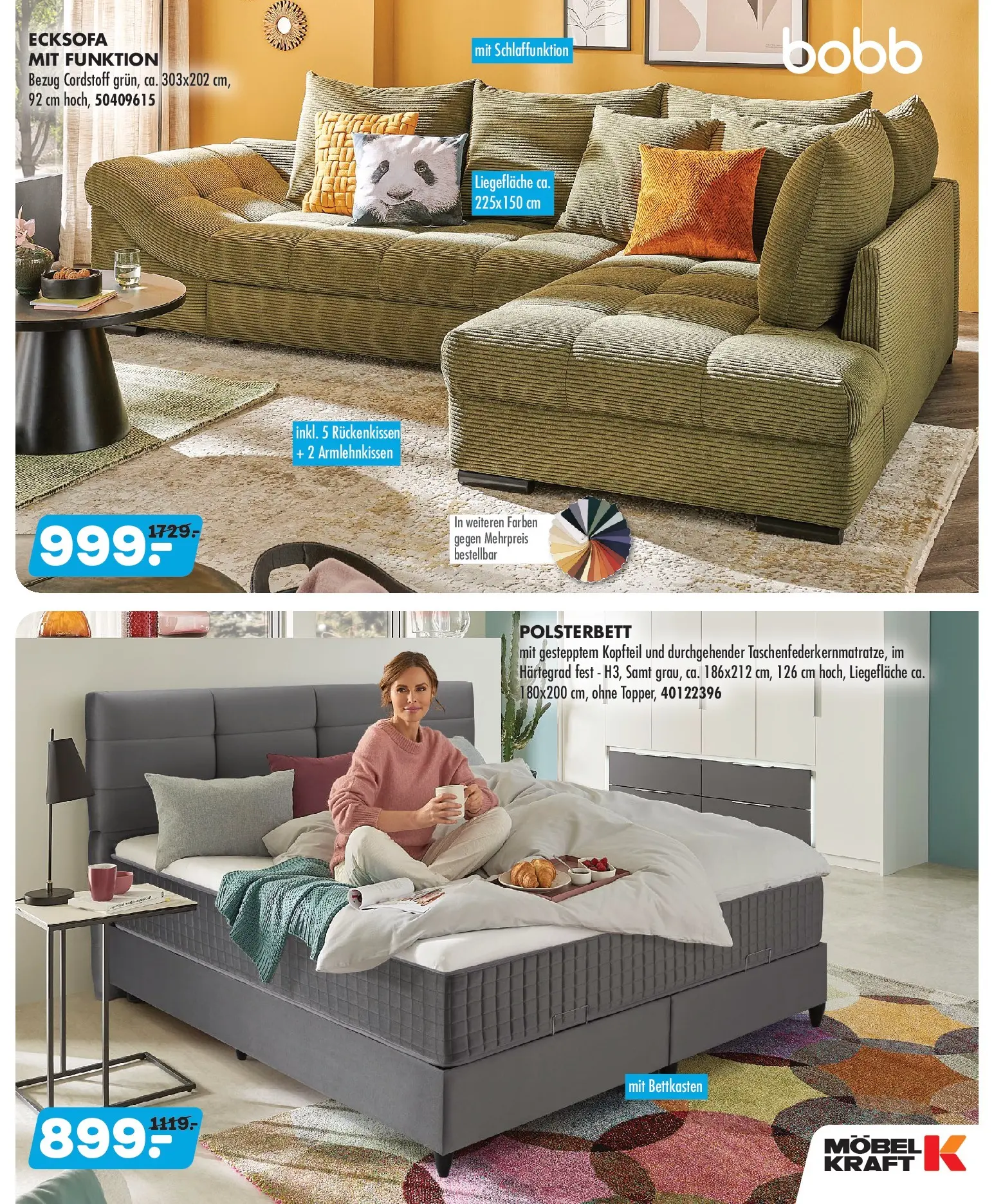 Möbel Kraft - Möbel Kraft: Stilvolle Gemütlichkeit zum Sonderpreis (ab 11.11.2025) zum Blättern | Seite: 8 | Produkte: Ecksofa, Polsterbett