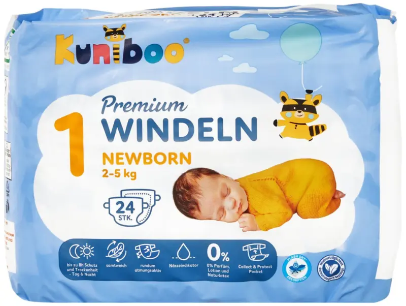 KUNIBOO Бебешки пелени размер 1 2-5 кг