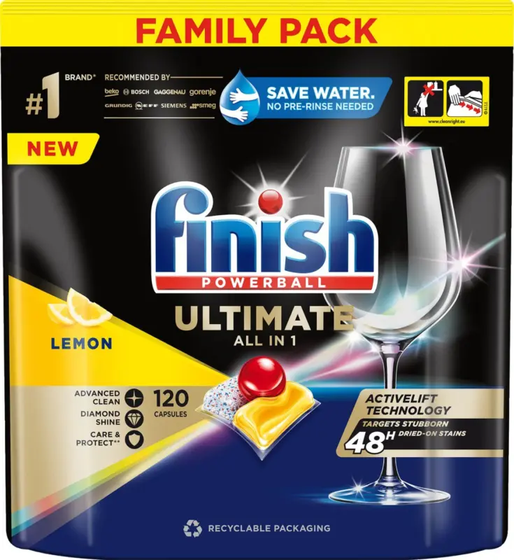 FINISH Таблетки за съдомиялна All in One лимон- 120бр.