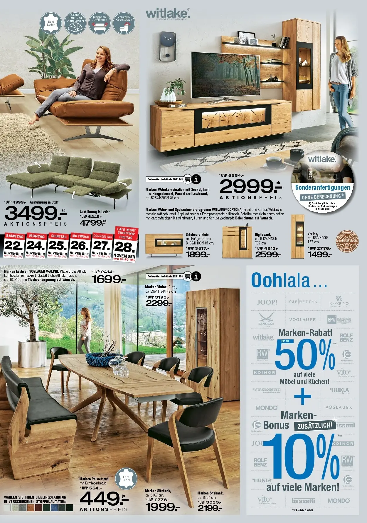 Ostermann - Möbel Ostermann: Neue Möbel wirken Wunder. (ab 21.11.2025) zum Blättern | Seite: 4 | Produkte: Sideboard, Esstisch, Kuchen, Uhr