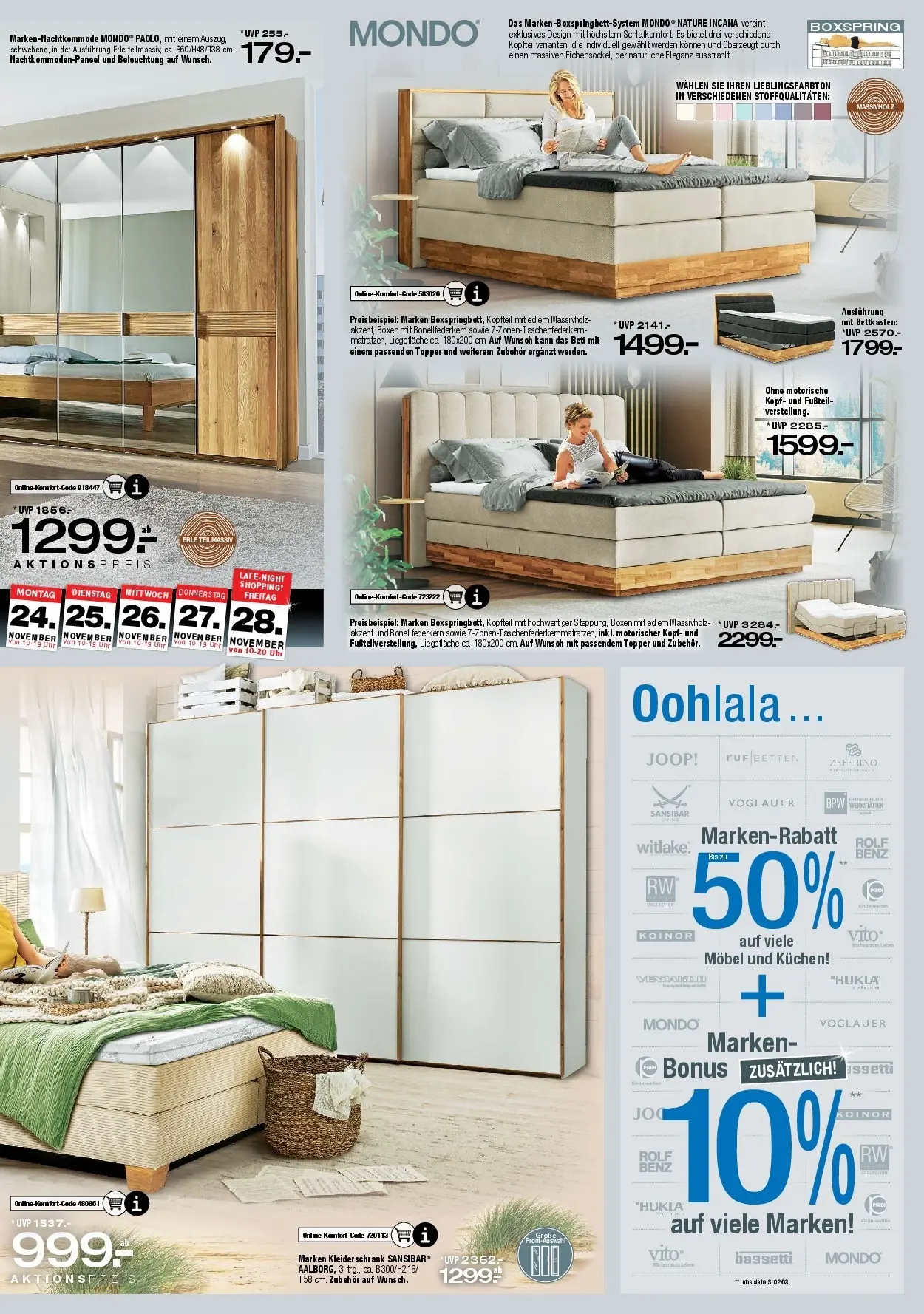 Ostermann - Möbel Ostermann: Neue Möbel wirken Wunder. (ab 21.11.2025) zum Blättern | Seite: 8 | Produkte: Bett, Kleiderschrank, Kuchen, Uhr