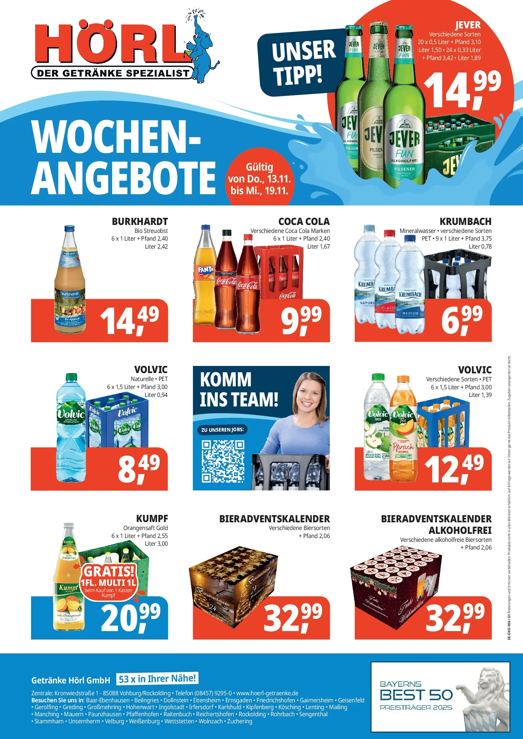 Entdecke - Getränke Hörl: Wochen-Angebote! (ab 12.11.2025) zum Blättern | Seite: 2 | Produkte: Cola, Orangensaft, Jever, Volvic