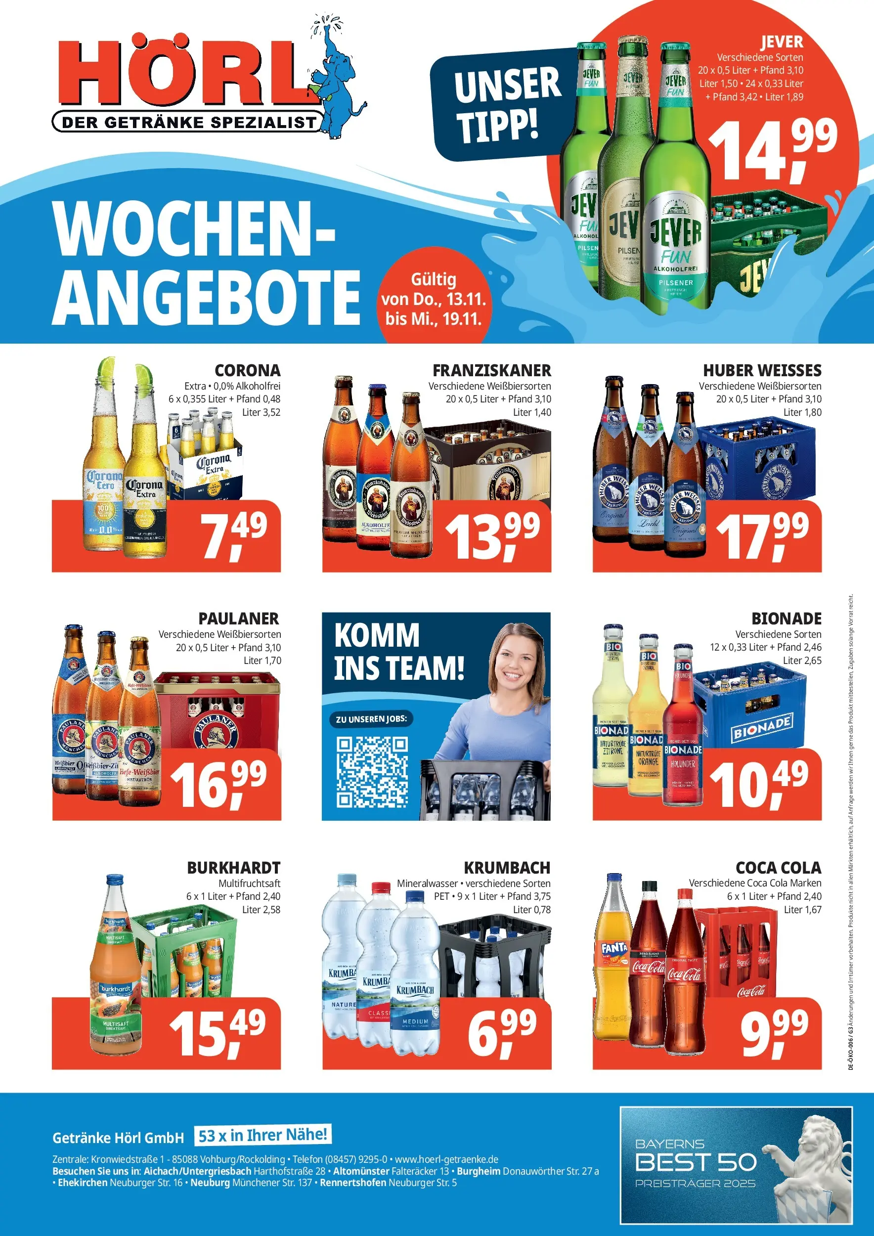 Entdecke - Getränke Hörl: Wochen-Angebote! (ab 12.11.2025) zum Blättern | Seite: 1 | Produkte: Fanta, Cola, Bionade, Jever