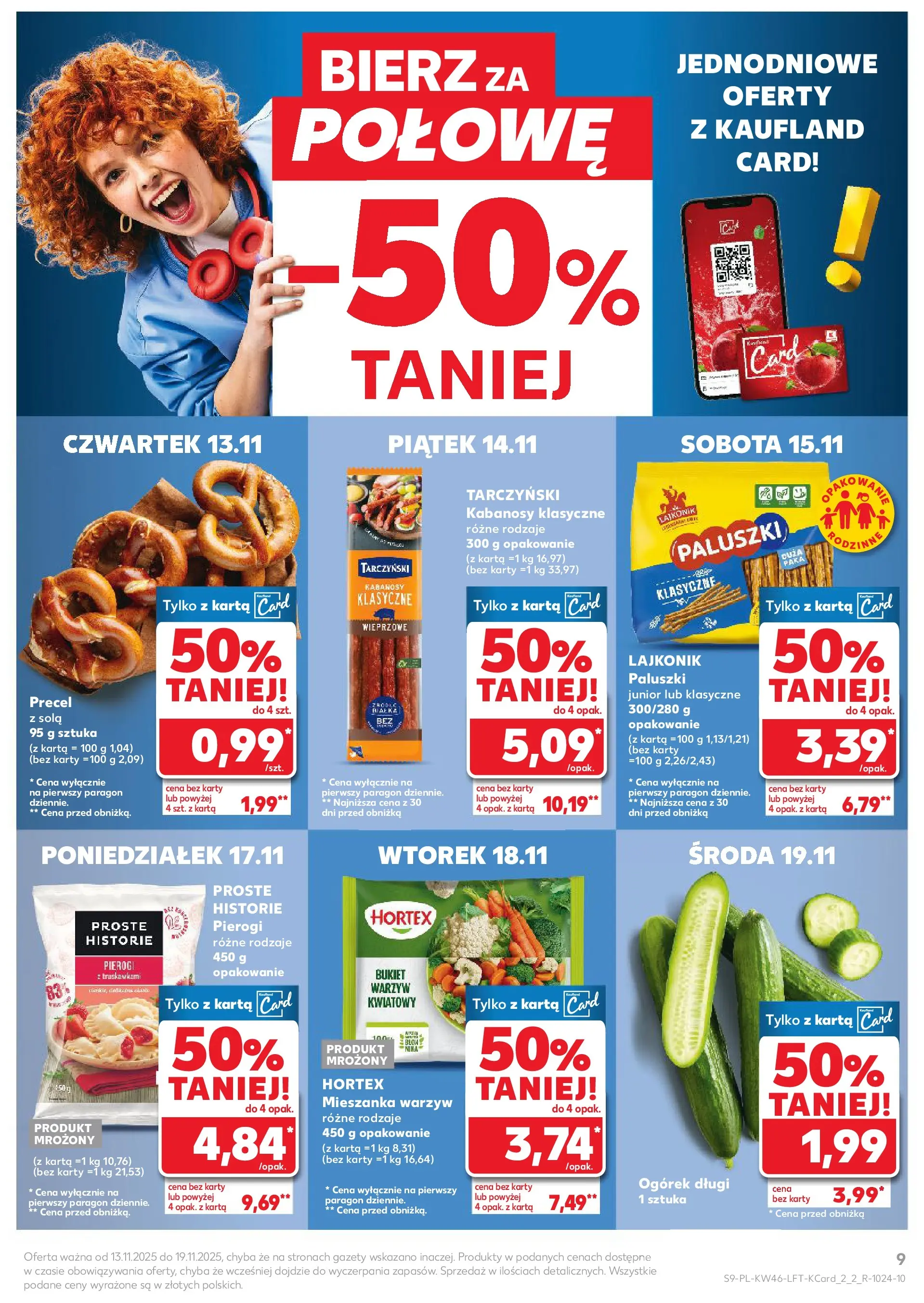 Kaufland gazetka od 13.11.2025 - od jutra PDF | Strona: 9 | Produkty: Pierogi, Kabanosy, Paluszki, Mieszanka warzyw